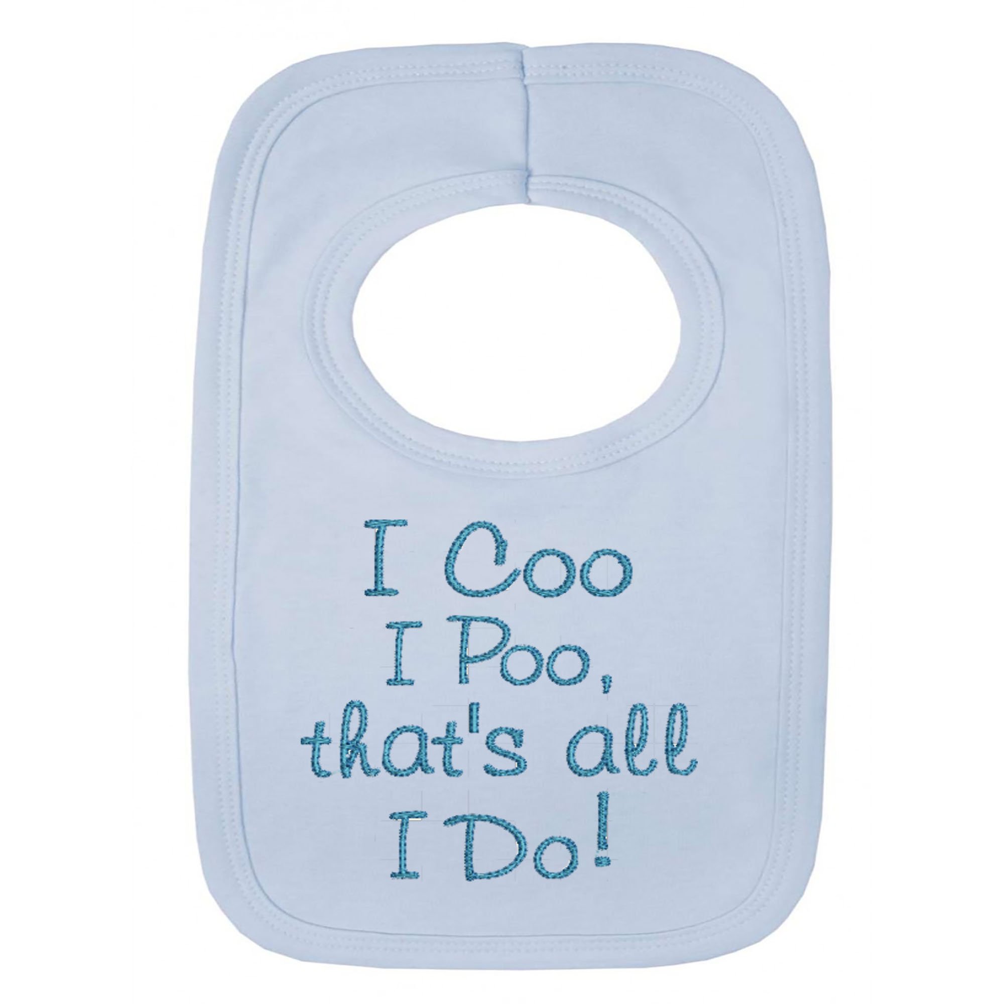 Personalised Baby BIB - ICOO IPOO - (NO Stickers)- Beautifully Embroided (Blue)