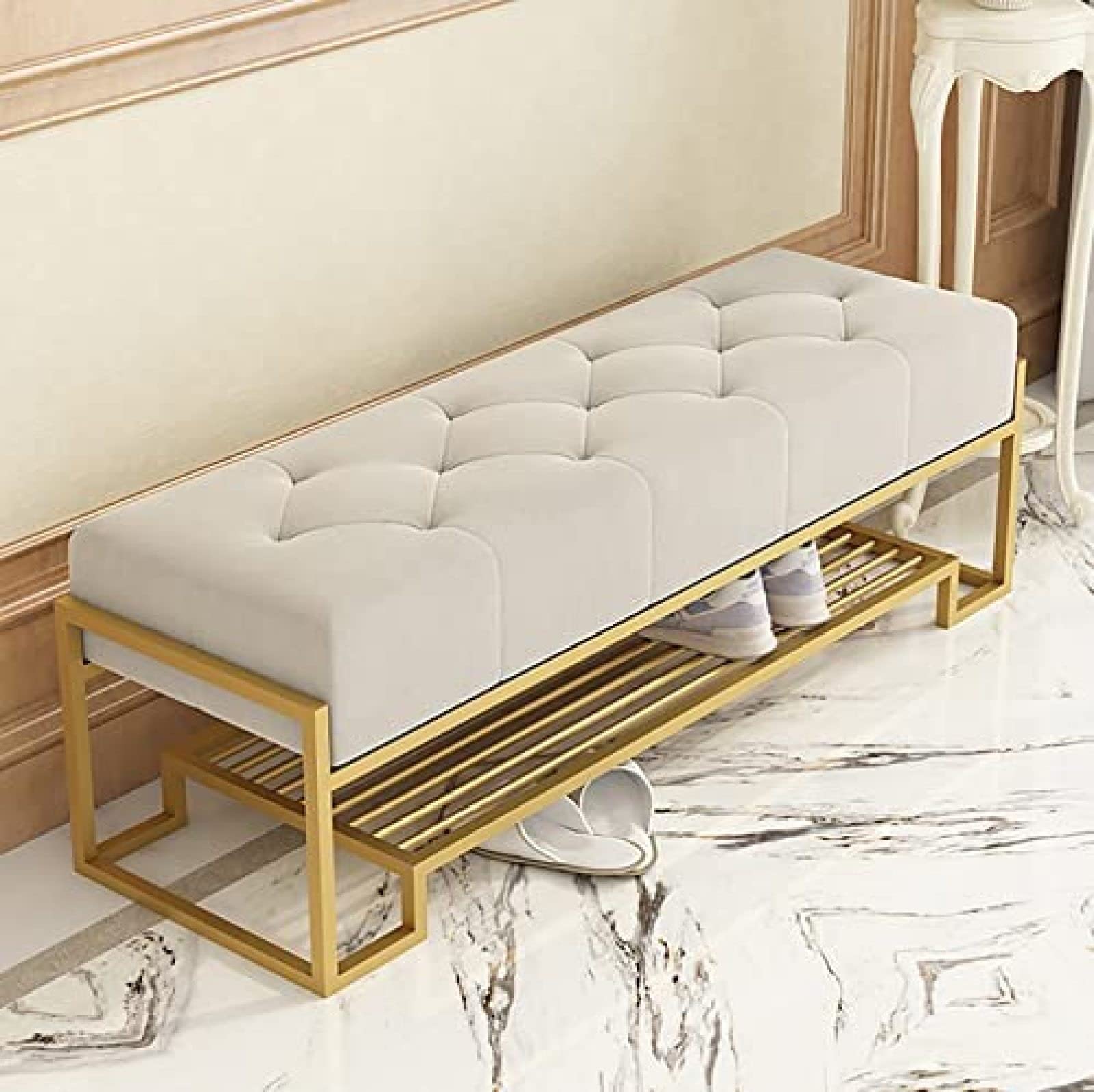 MSHGSKU Padded Shoe Bench with Storage 3Tier Entryway Shoe Organizer Stylish Entryway Furniture 100x38x42cm (39x15x17in) Perfect for Hallway and Bedroom