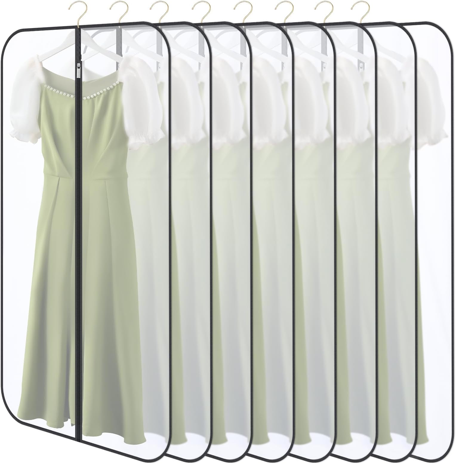 8 Housses De Vêtements Transparentes PEVA - Protection Anti-poussière Avec Zip Pour Costumes Et Manteaux