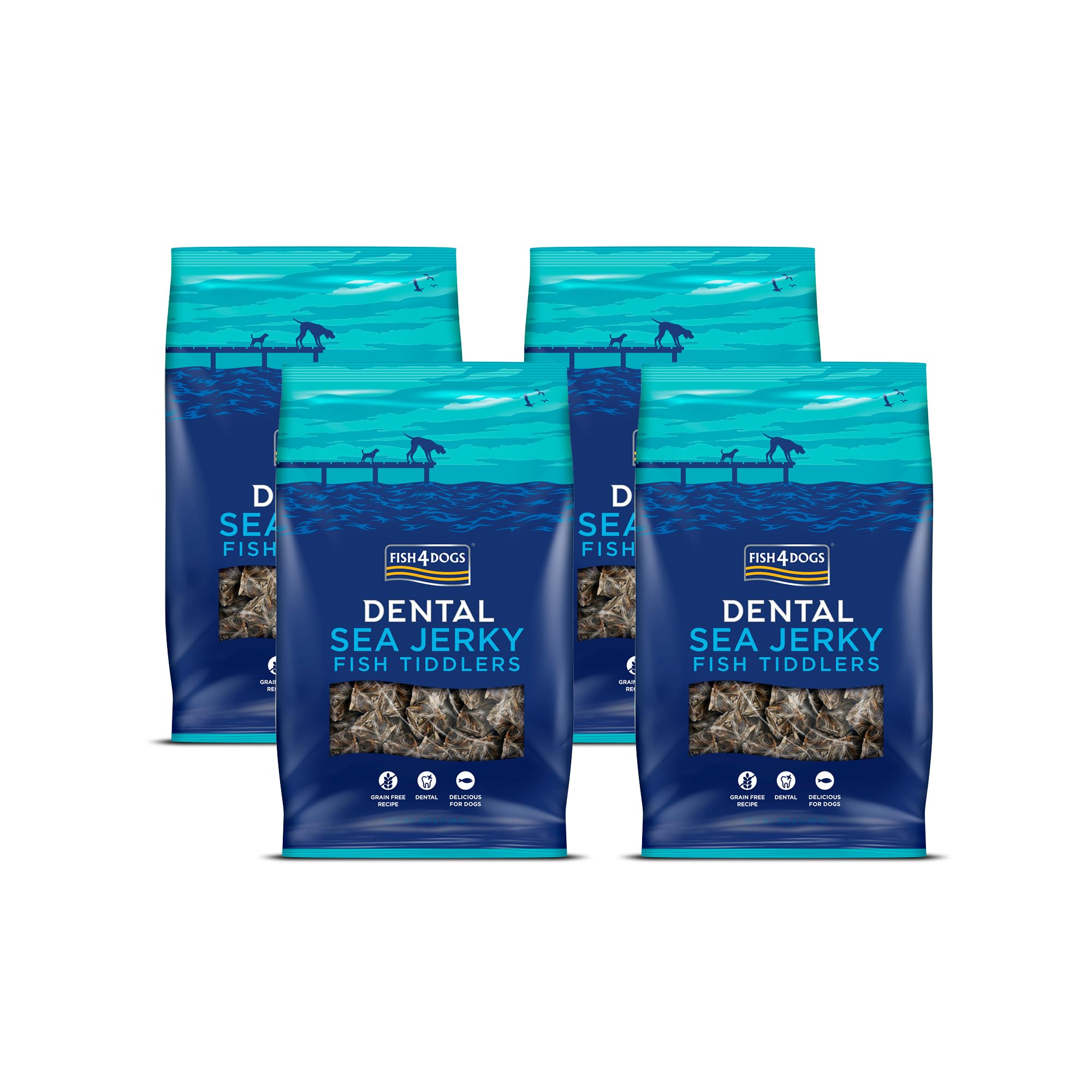 Fish4Dogs Sea Jerky Tiddlers | Low Calorie, Hypoallergenic Puppy Treat | Natural Dental Fish Skin for Puppies | Baked Fish (2.3kg)