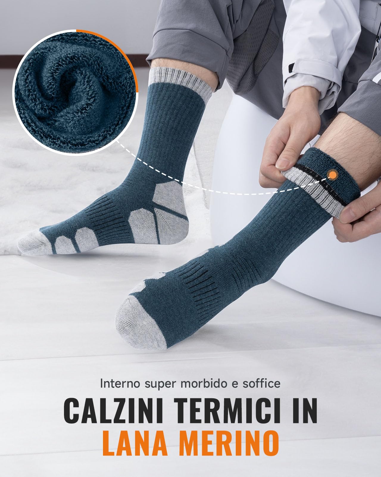 Alaplus Calzini Trekking in Lana Merino, Caldi Calzini Cotone Calze per Donna Uomo,Sportivi Calze Anti Vesciche per Escursionismo Trail, 3 paia