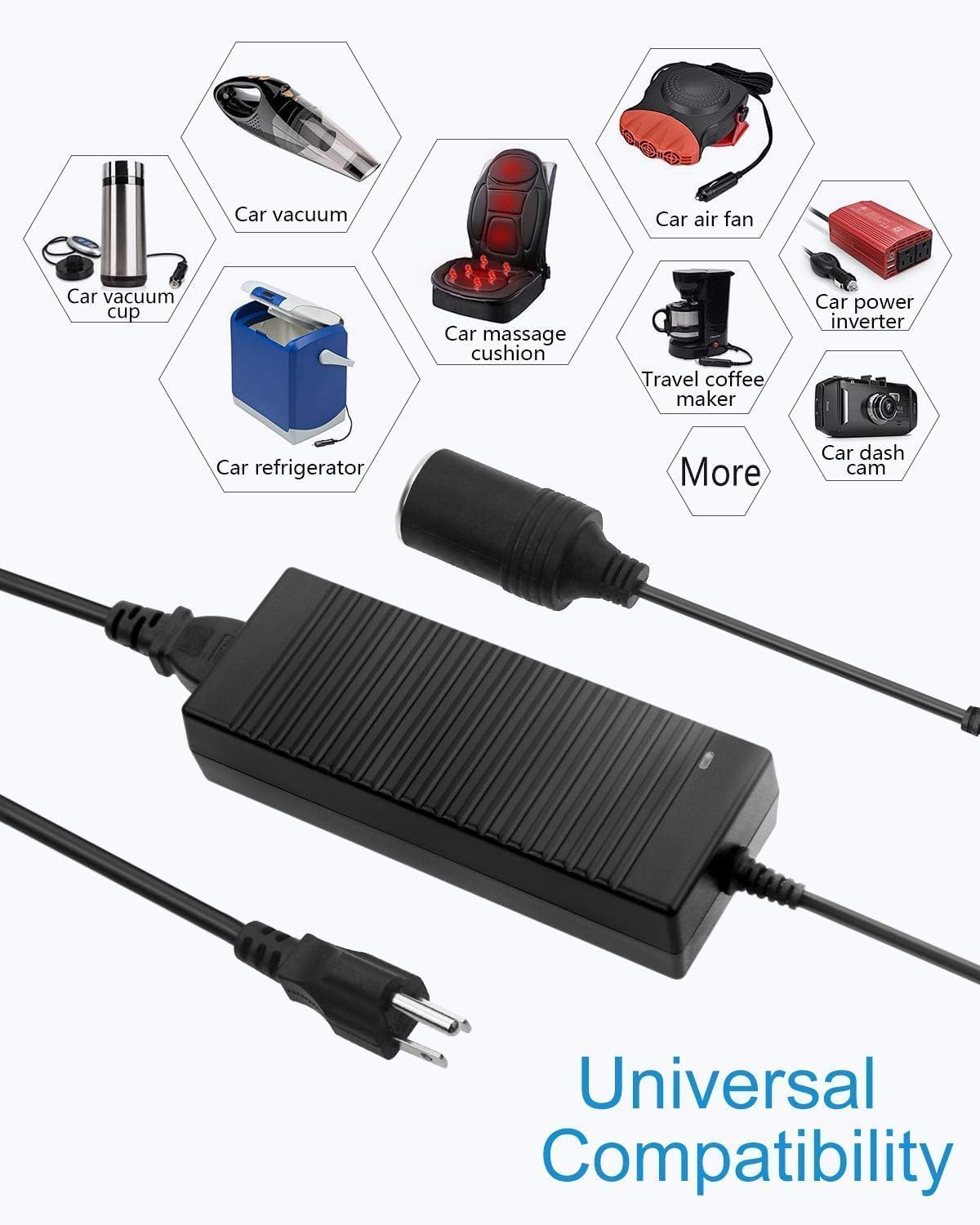 ALITOVE 12V 10A 120W and 15A 180W AC to DC Converter 100V ~ 240V to 12 Volt Power Supply Adapter Car Cigarette Lighter Socket for Car Vacuum Cleaner, Car Refrigerator and Other Car Devices