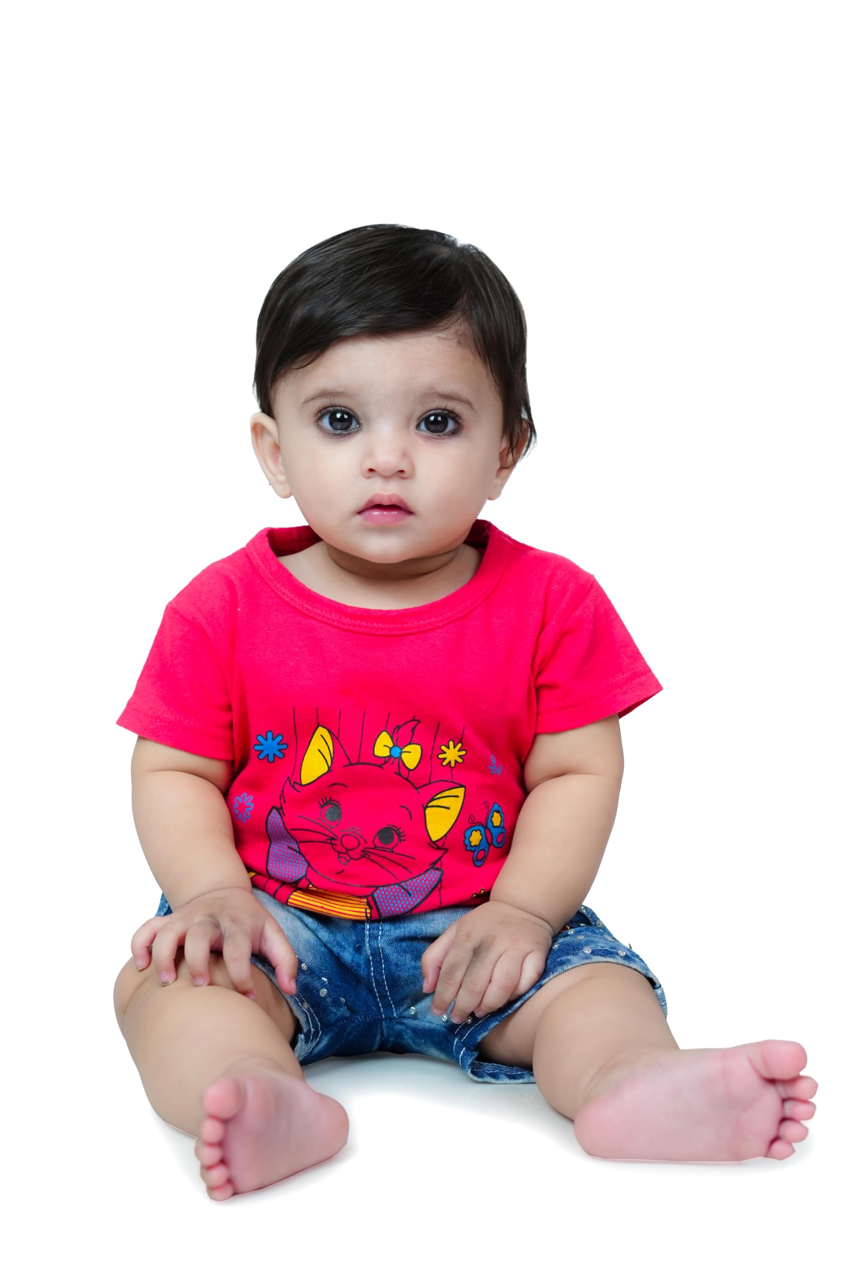Baby Girls Casual T-Shirt Cotton Printed Polo Neck Regular Fit (6-12 Months) Red-picture-30