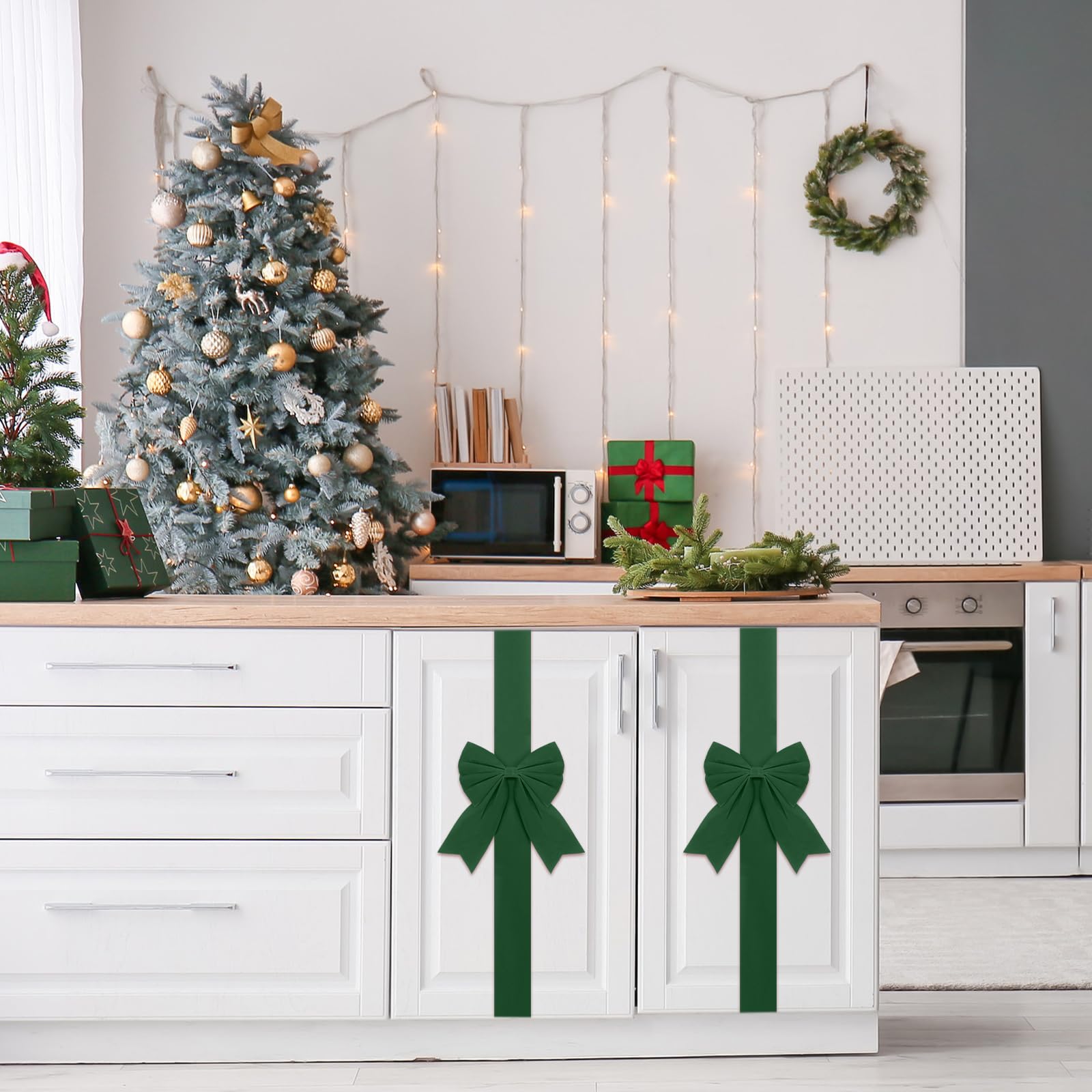 Syhood 8 Stück Samt Weihnachten Schrank Schleifen Tür Dekoration