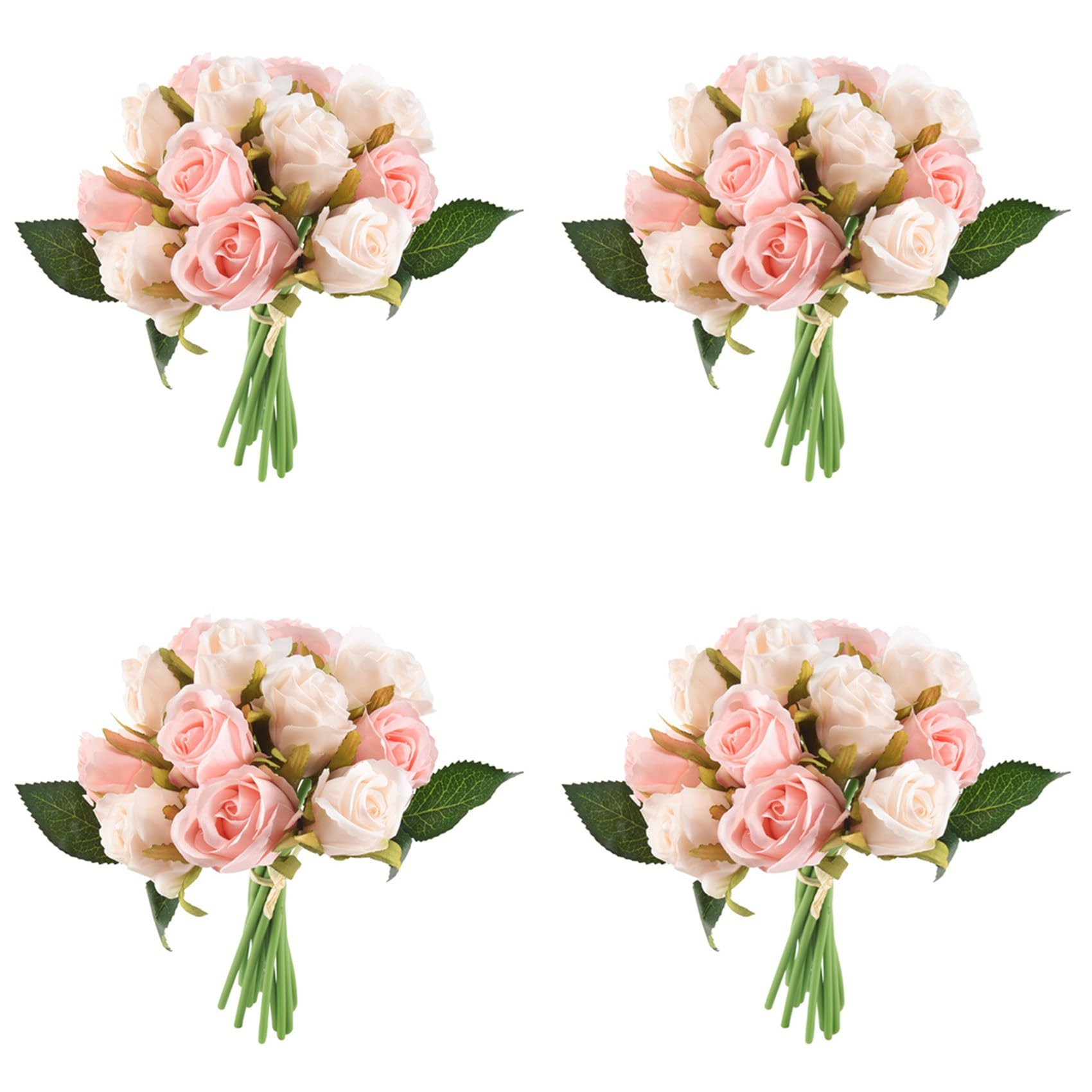 Hndhbfgrt 48pcs/Lots Artificial Rose Flowers Wedding Bouquet Thai Royal Rose Silk Flowers Home Decoration (Champagne)