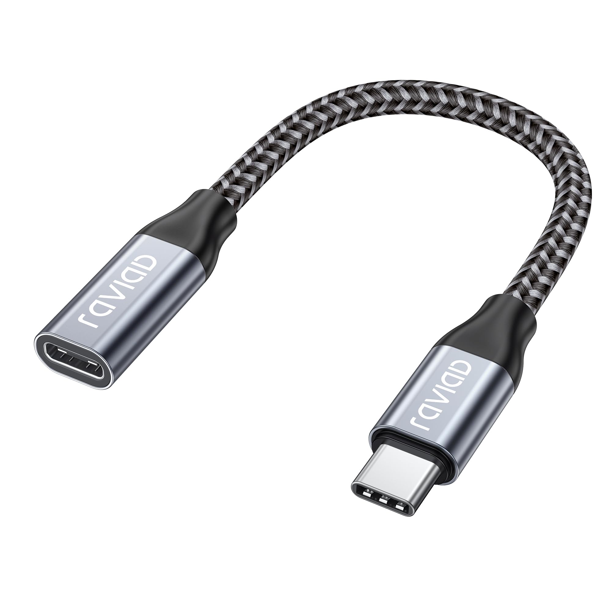 RAVIAD USB C Verlängerungs Kabel 50CM, USB Type C 3.2 Verlängerung Unterstützt 10Gpbs/100W und 4K@60Hz Kompatibel mit iPhone 15 Pro Max, MacBook Pro, Pad Pro, XPS 15, Galaxy S24/S23
