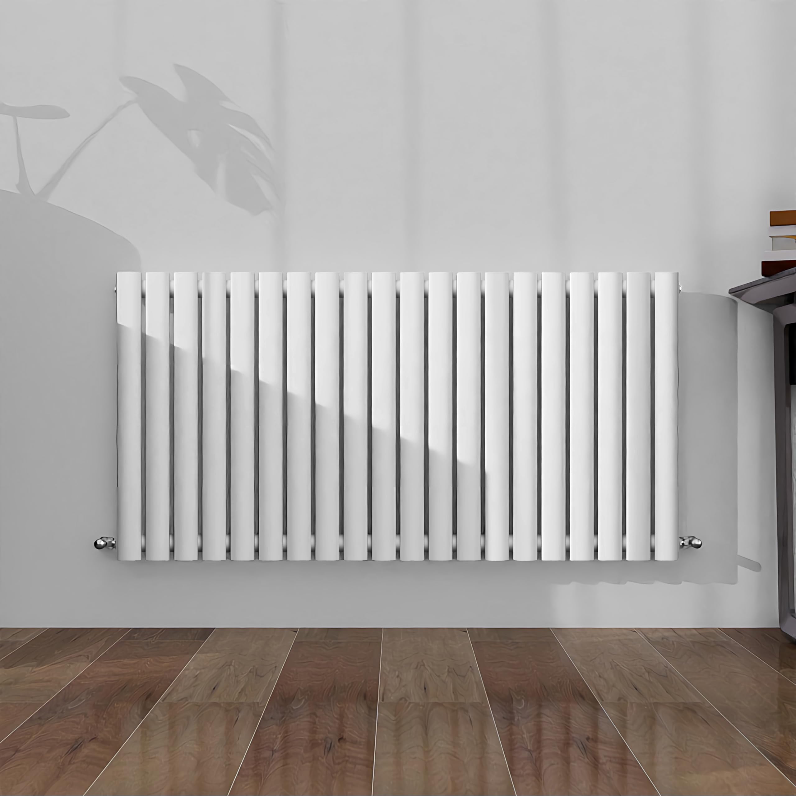 SLINE SANITARY Horizontal Oval Column Rradiator Bathroom Central Heating White 600×1180mm Single Panel Radiator