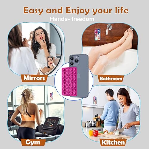 Miniatura 41 de Silicone Double Sided Suction Phone Case Mount, Detachable Hands Free & Strong Grip Holder for Selfies & Videos, Compatible iPhone Android