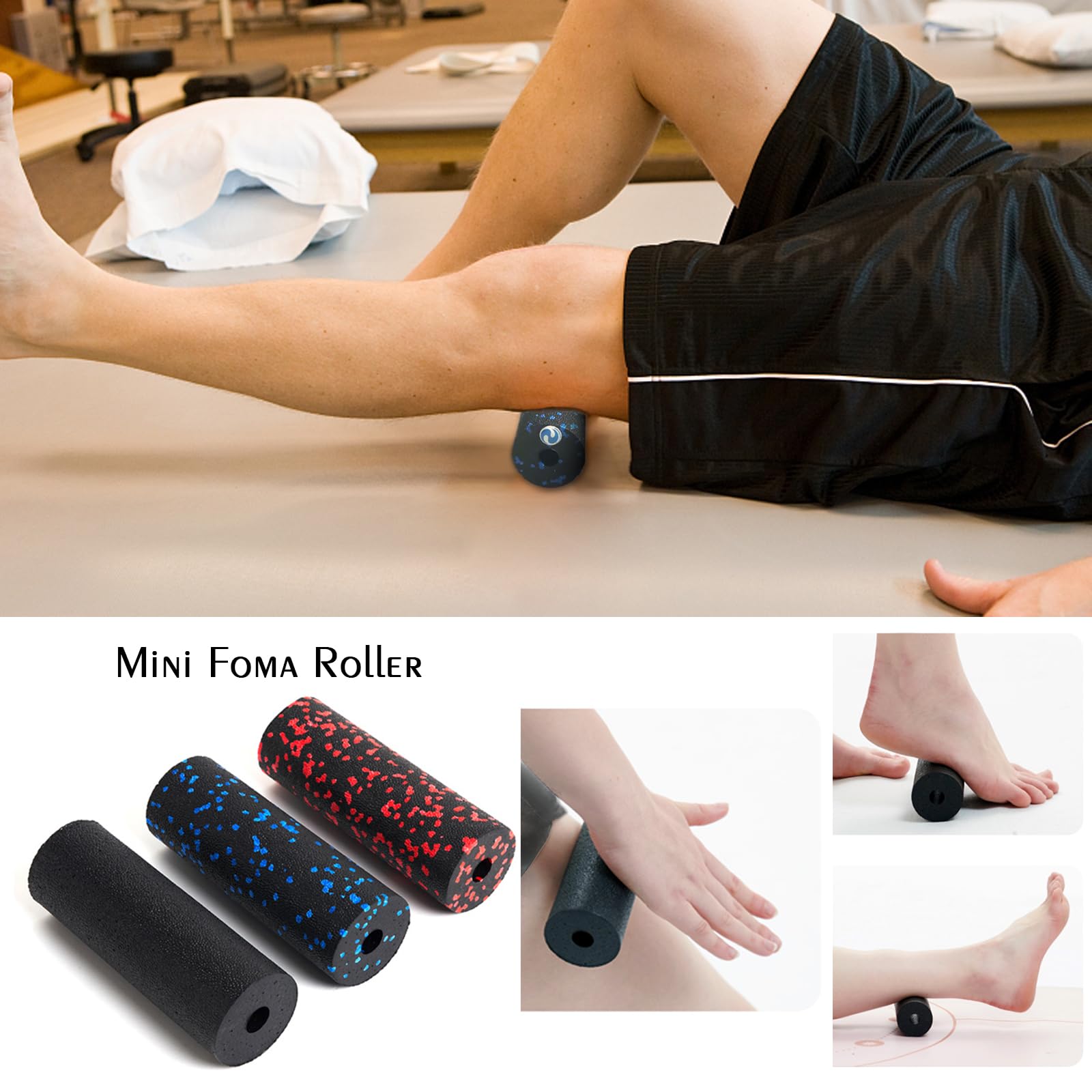 Faszienrolle 5-teiliges Yoga-Schaumstoffrollen Set Foam Roller, Massageball & Faszienball,faszienrolle wirbelsäule für effektives Faszientraining von Rücken, Wirbelsäule,Fuß&Pilates. (Green)