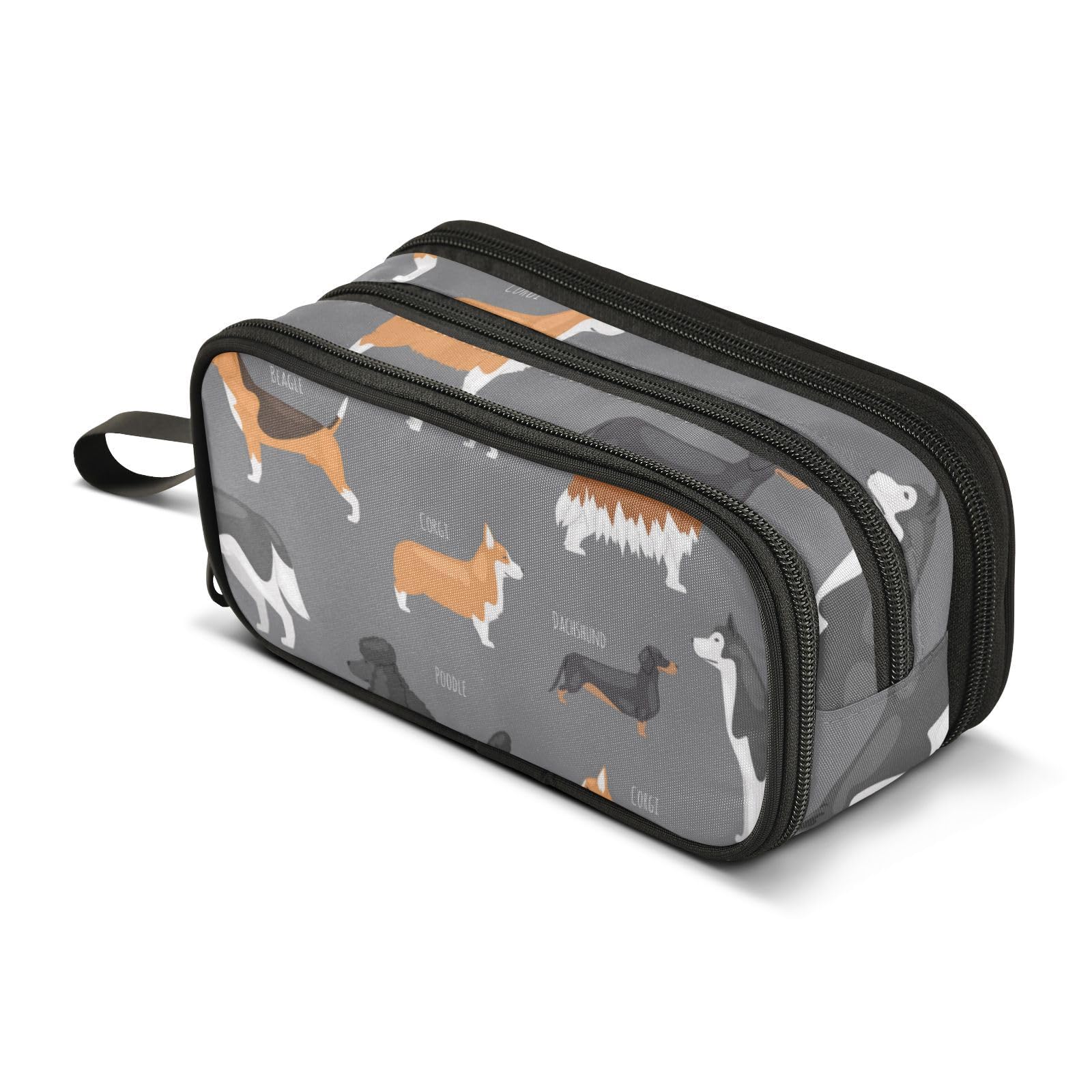 ISAOA Big Capacity Pencil Cases Dog Breeds Vector Pouch Bag Large Pen Bag Stationery Bag for Girls Boys Student Adults Zipper Pencil Pouch — image 1