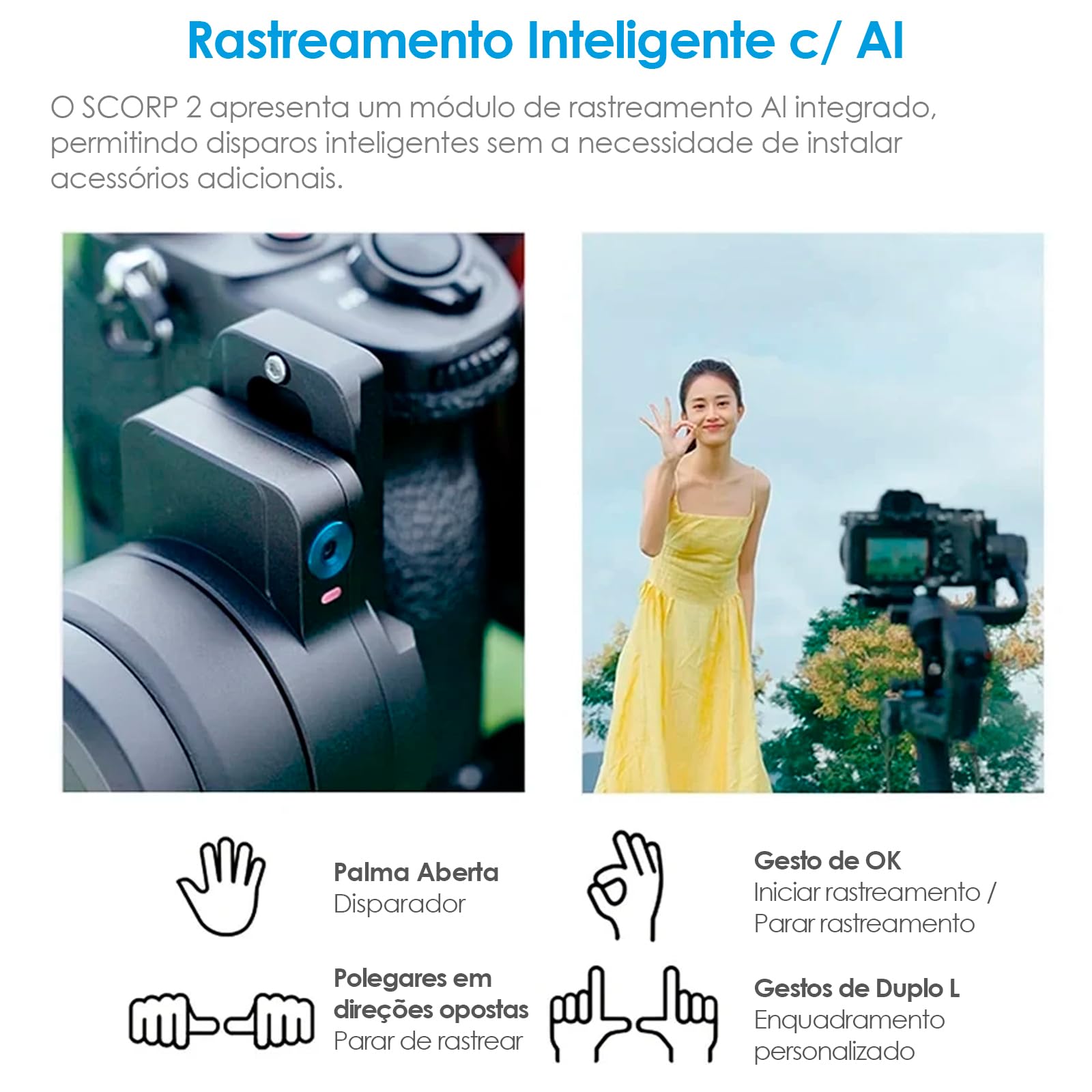 Fei~yuTech SCORP 2, Estabilizador de Cardan com 3 Eixos, Cardan Tudo em um  para Câmeras sem Espelho, Smartphones, Câmeras de Ação, Rastreador AI  Integrado | Amazon.com.br