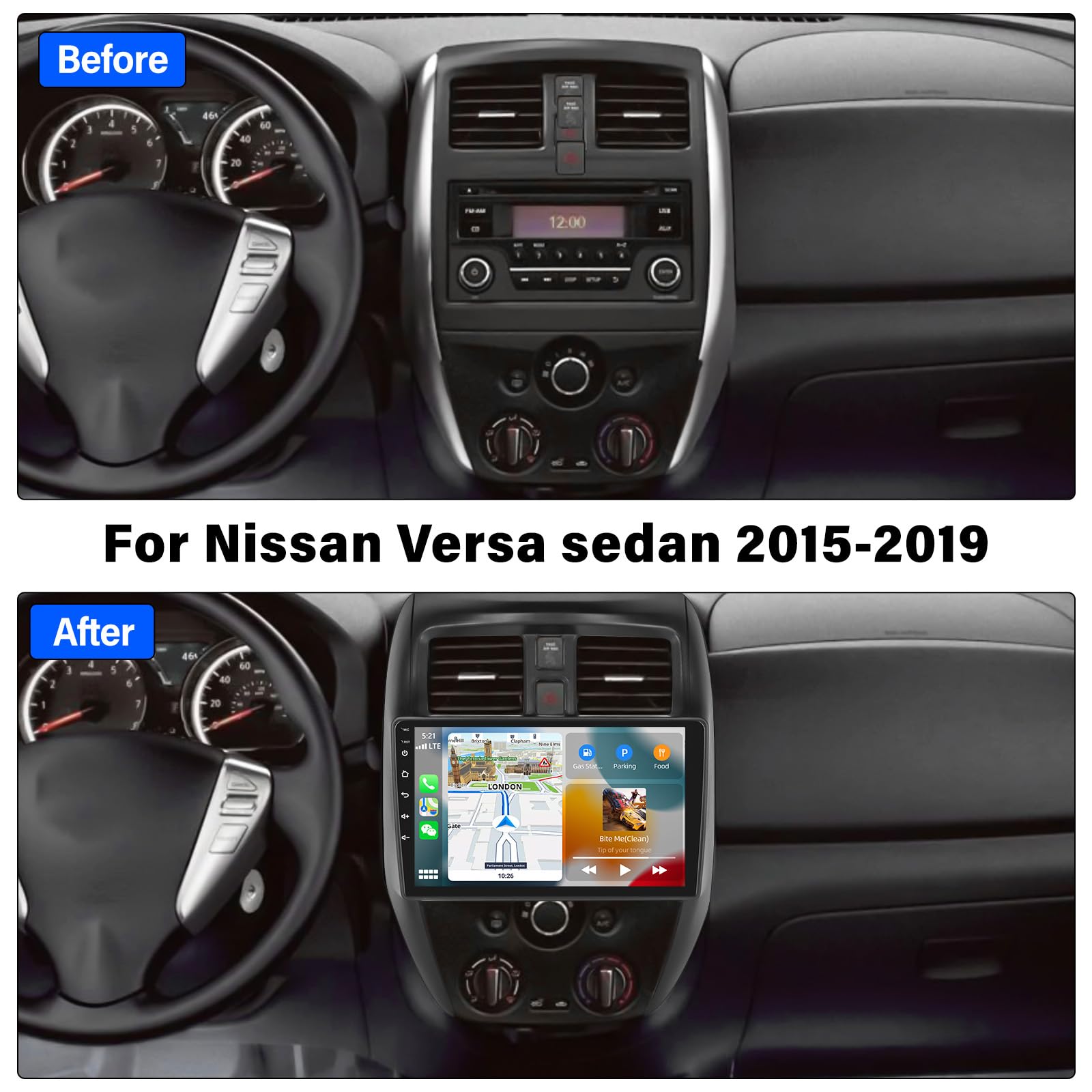 2G+64G Android 13 Car Stereo for Nissan Versa Sedan 2015-2019 Radio Wireless Carplay Android Auto, 10.1” Touchscreen Car Radio GPS Navigation/Mirror Link/Bluetooth/EQ/FM/RDS Radio + Backup Camera&Mic