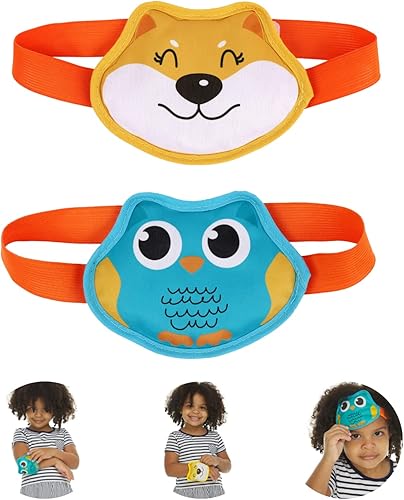 FOMI Paquetes de hielo de gel frío y caliente para niños paquete de 2 Envoltura multiusos diseñada con animales divertidos para la cabeza los ojos