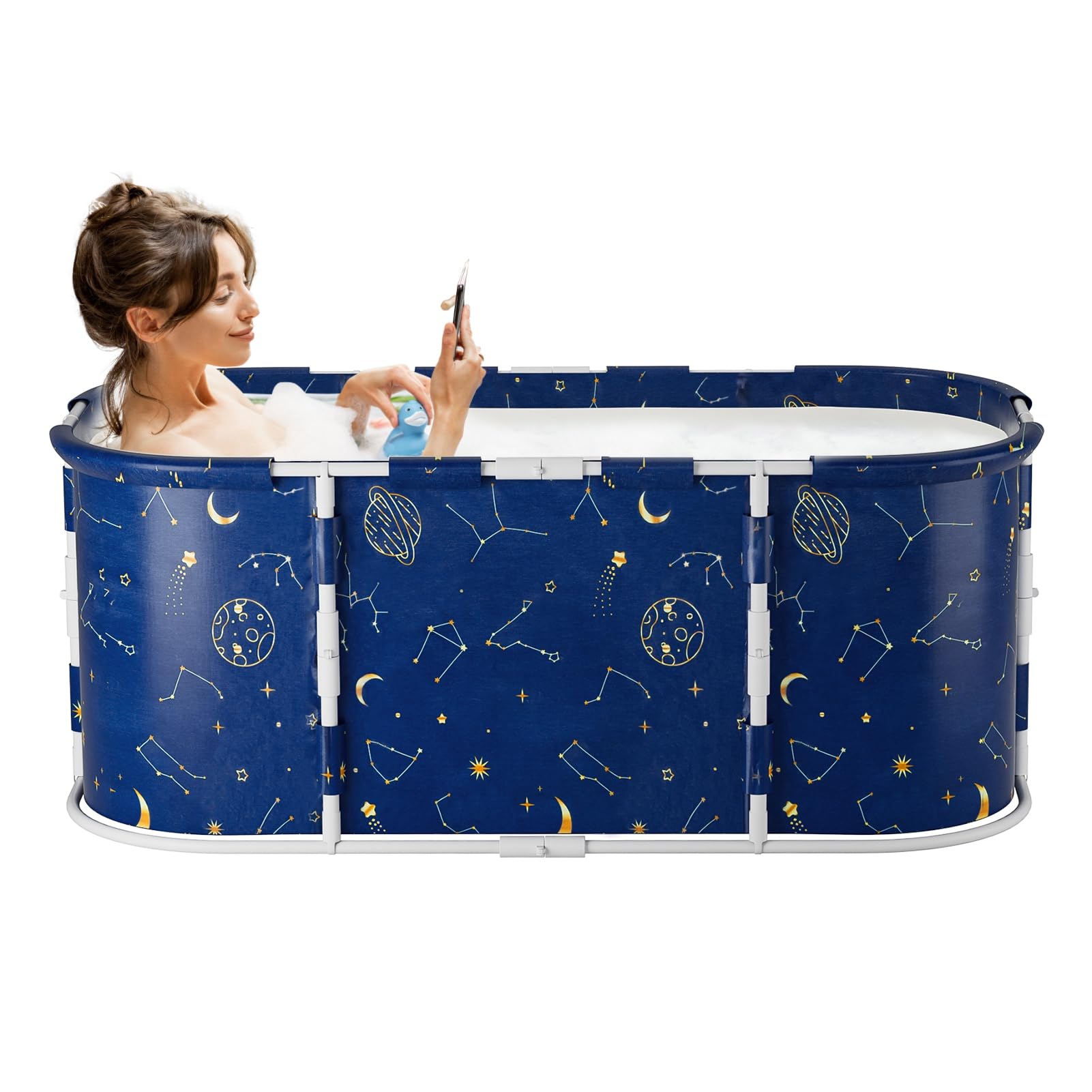 yulewiix Portable Bathtub, 47inch Folding Tub, Portable Foldable Bathtub for Adults, Soaking Bathtub for Hot Bath and Ice Bath, Freestanding Surround Collapsible Bathtub for Family Bathroom Spa
