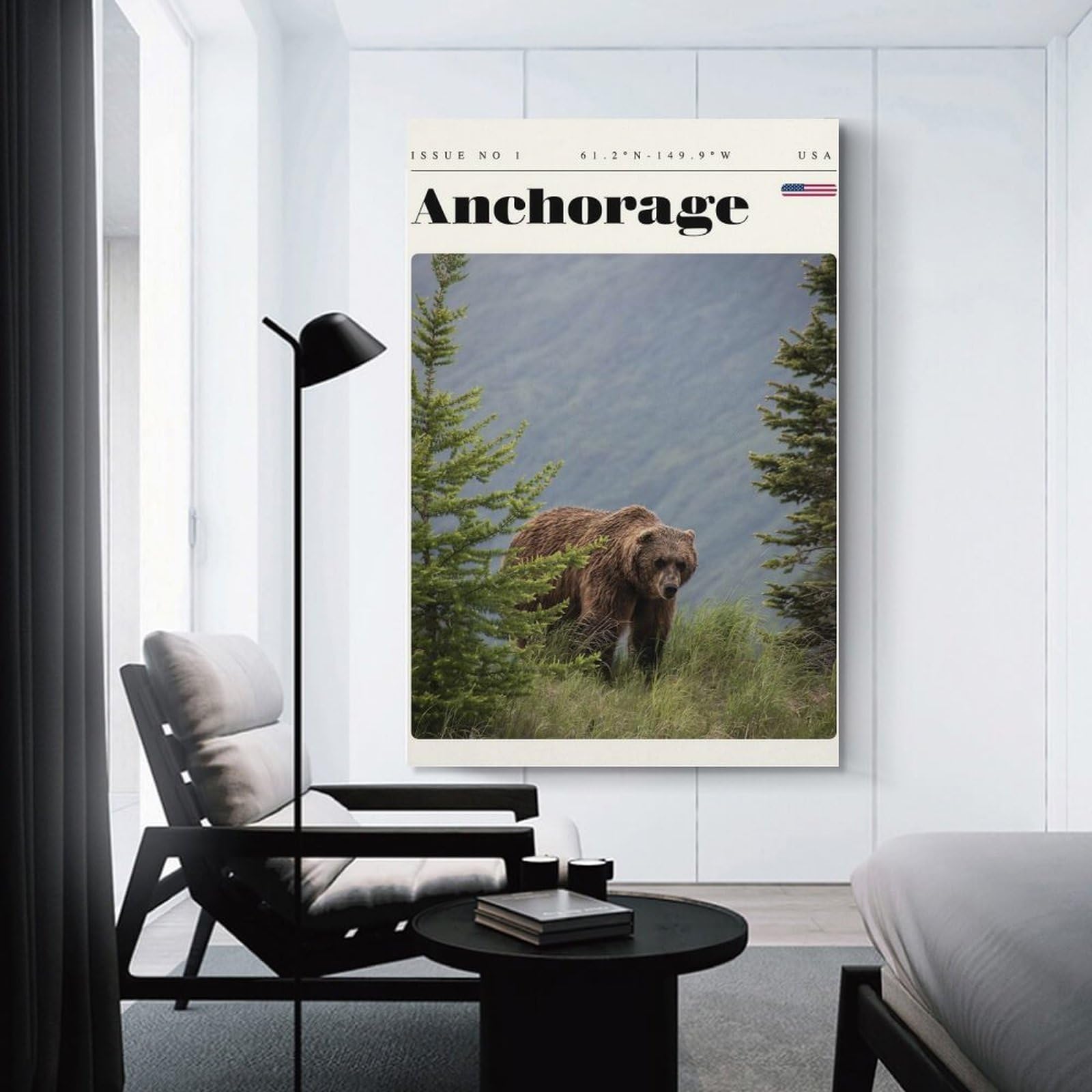 Junmoney Canvas Wall Picture Anchorage Alaska Travel Art, 20x30inch(50x75cm), for Gallery Wall Decor And Room Displays, Decorative Artwork with Flexible Styling