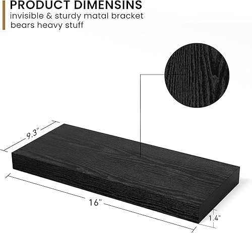 Miniatura 3 de Fun Memories Estantes flotantes hechos a mano de pino europeo, juego de 2 estantes de pared de madera rústica natural, estante de almacenamiento