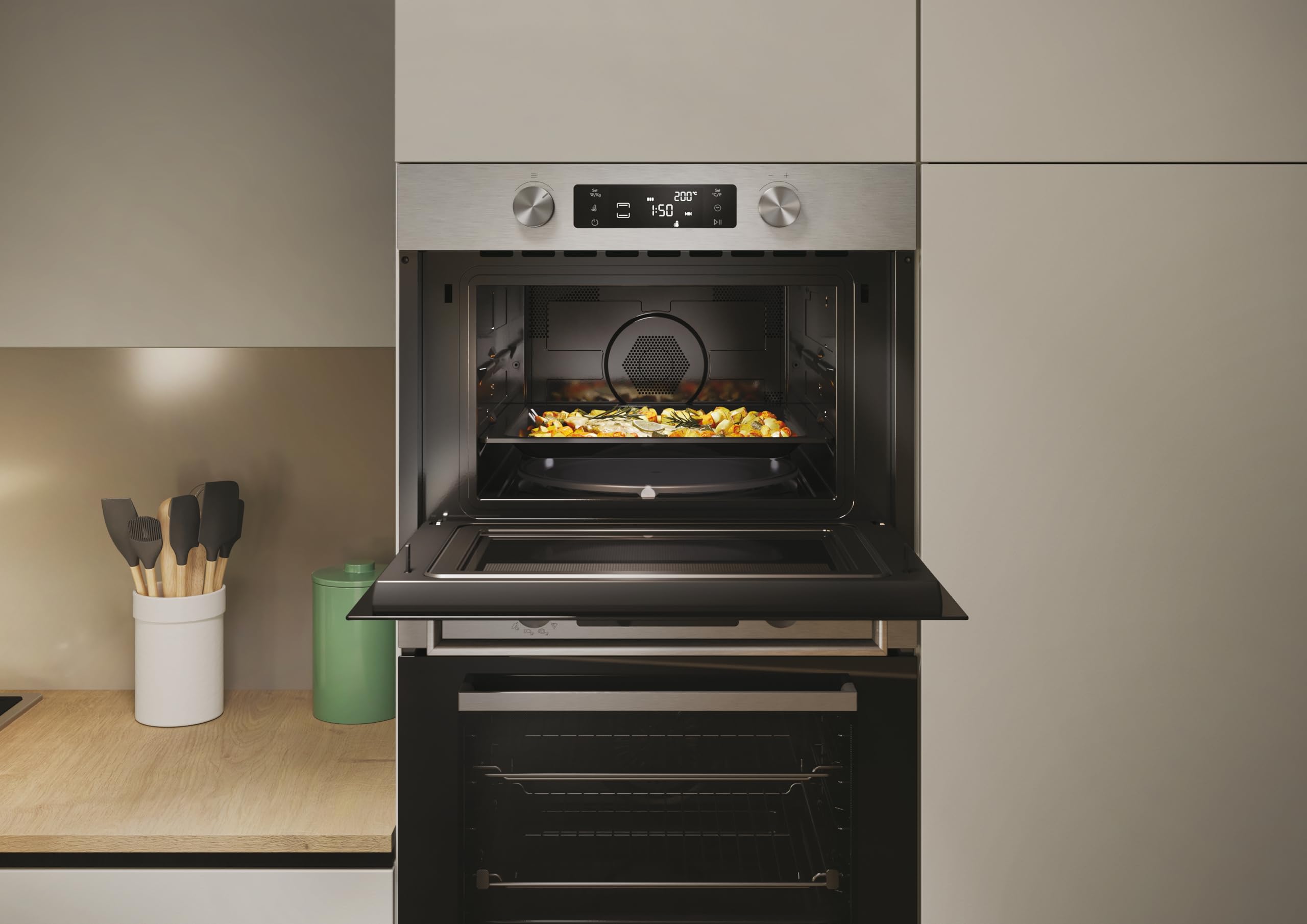 Candy Wave 800 CA4MWNBB6N, forno a microonde con grill, 44 l, 900 W-1750 W, 5 livelli di potenza, manopola girevole, 13 auto, blocco dei bambini, griglia griglia, sbrinamento, segno di fine cottura,