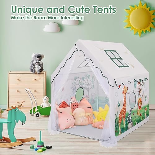 Miniatura 7 de Tienda de campaña para niños pequeños para interiores y exteriores, castillo de princesa rosa grande con ventanas, muebles de habitación para niños,