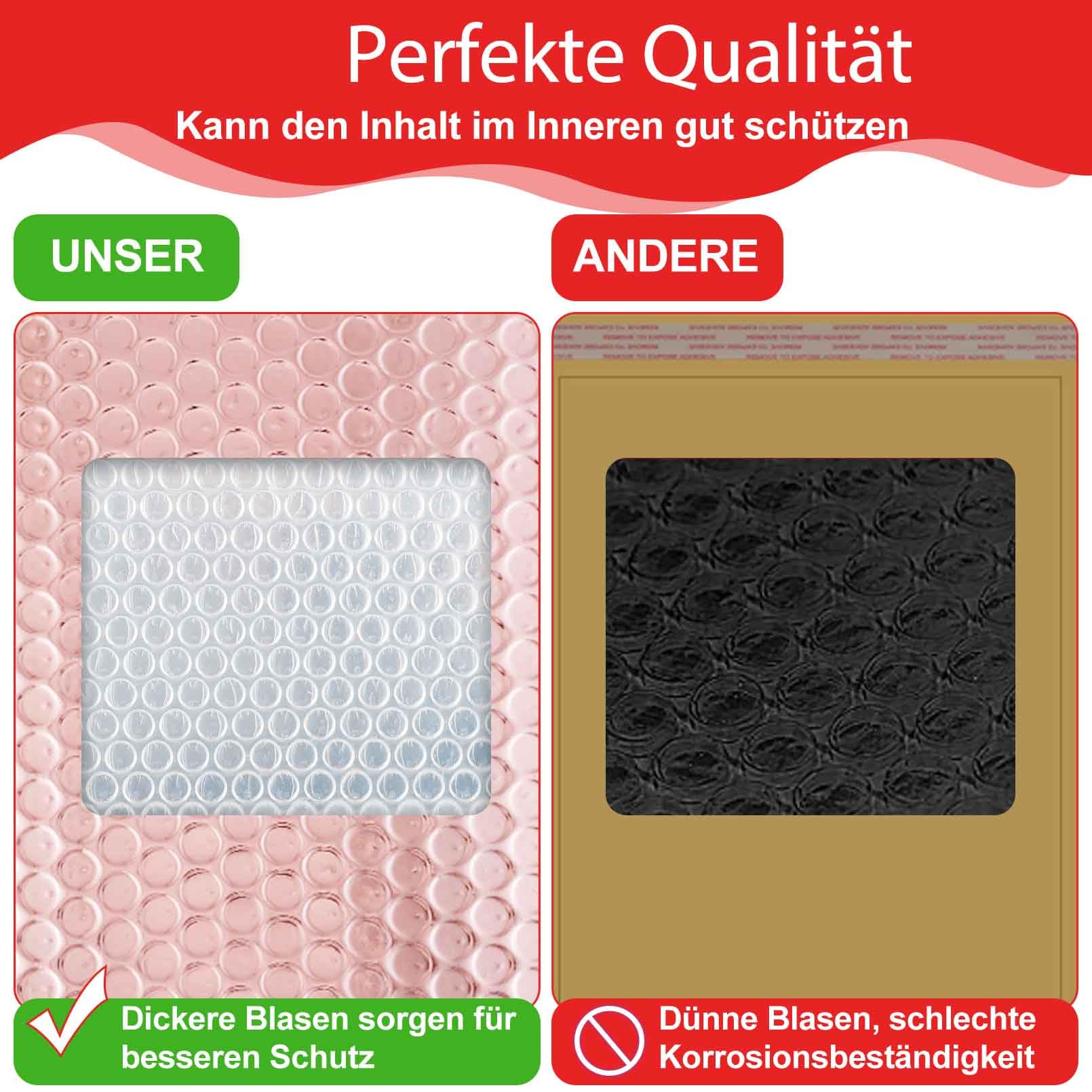 30 Stück Luftpolsterumschläge Holographisch,Luftpolstertaschen Selbstklebend,Luftpolster Versandtaschen,Wasserdichte Gepolsterte Umschläge für Verpackung Aufbewahrung(18x29cm,Roségold)