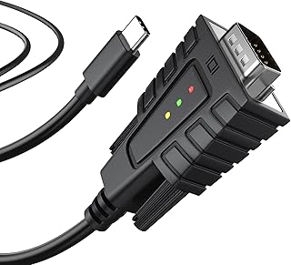DriverGenius 1ポート産業用 USB-C - RS232 シリアル変換ケーブル - Serialコンバーターアダプター (USB232A-B-C丨 オス - オス丨 3つのLEDインジケータ付き | Windows 11、macOS...