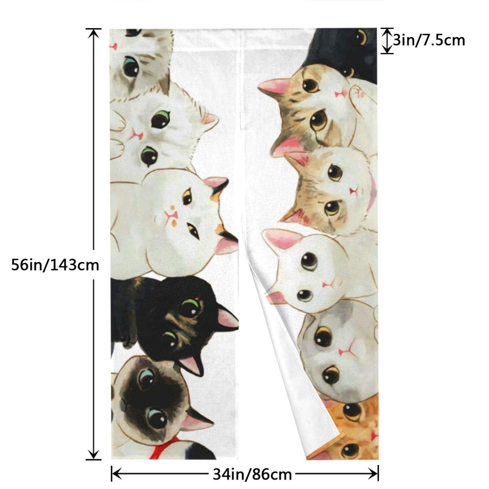 のれん目隠し 壁飾り 猫と花 縦147×横87.5cm ベージュ のれん目隠し 壁飾り 猫と花 縦147×横87.5cm ベージュ