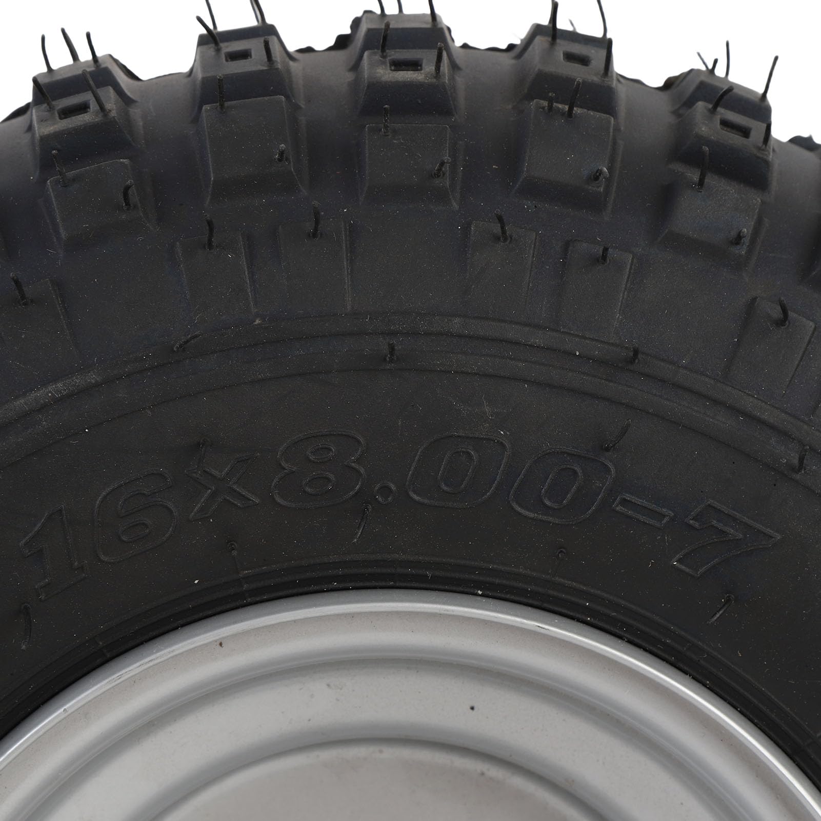 Ausla Pneus de VTT 16x8-7 avec Jantes, Alliage en Aluminium All Terrain 4 Trous Tire de Roue avec Jantes Assorties pour UTV Quad Off Road Go Kart, Charrette, Mini Vélo, Tondeuse à