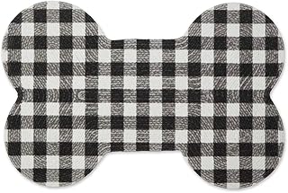 Black and White Checkered Bone Shaped Pet Food Mat 24