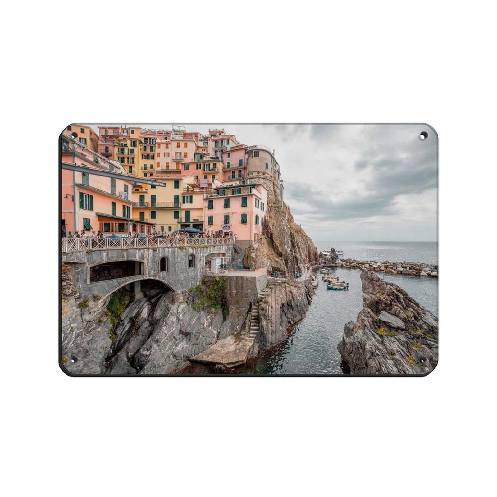 2 plaques métal vintage Manarola pour rénover la décoration murale d'un bar ou café