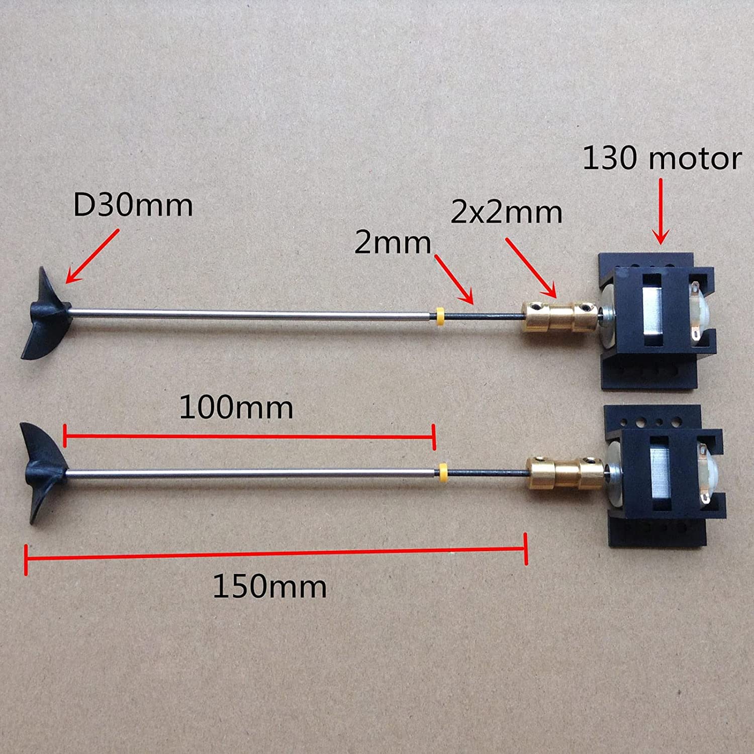 XBERSTAR Double 130 Motors RC Boat Drive Set Motor Seat 12CM Shaft Propellers RC Model Ship DIY Kit (130 Motors RC Boat Drive) - Image 3