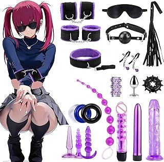 Kit de Bondage Oziral, kit BDSM 15 pièces, Accessoire Ensemble de Bondage pour Couples, Kit de Contention pour Débutants, Un Kit Essentiel pour des Moments Intimes entre Hommes et Femmes.Violet