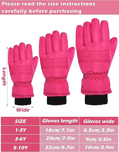 Miniatura 3 de Boao Guantes de esquí de invierno para niños, impermeables, cálidos, guantes de dedo completo para niños pequeños