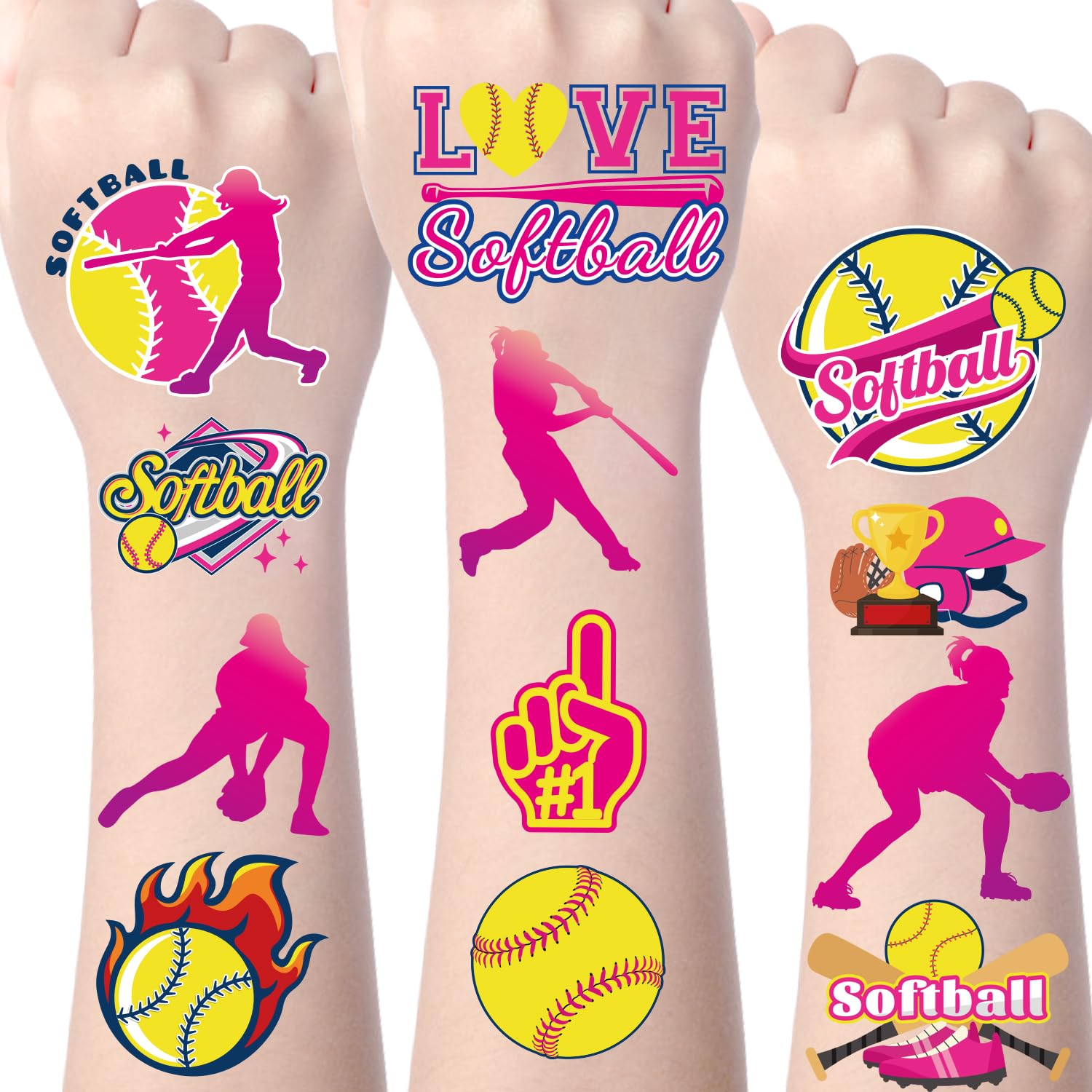 Softball Temporary Tattoos - Fun Party Decorations