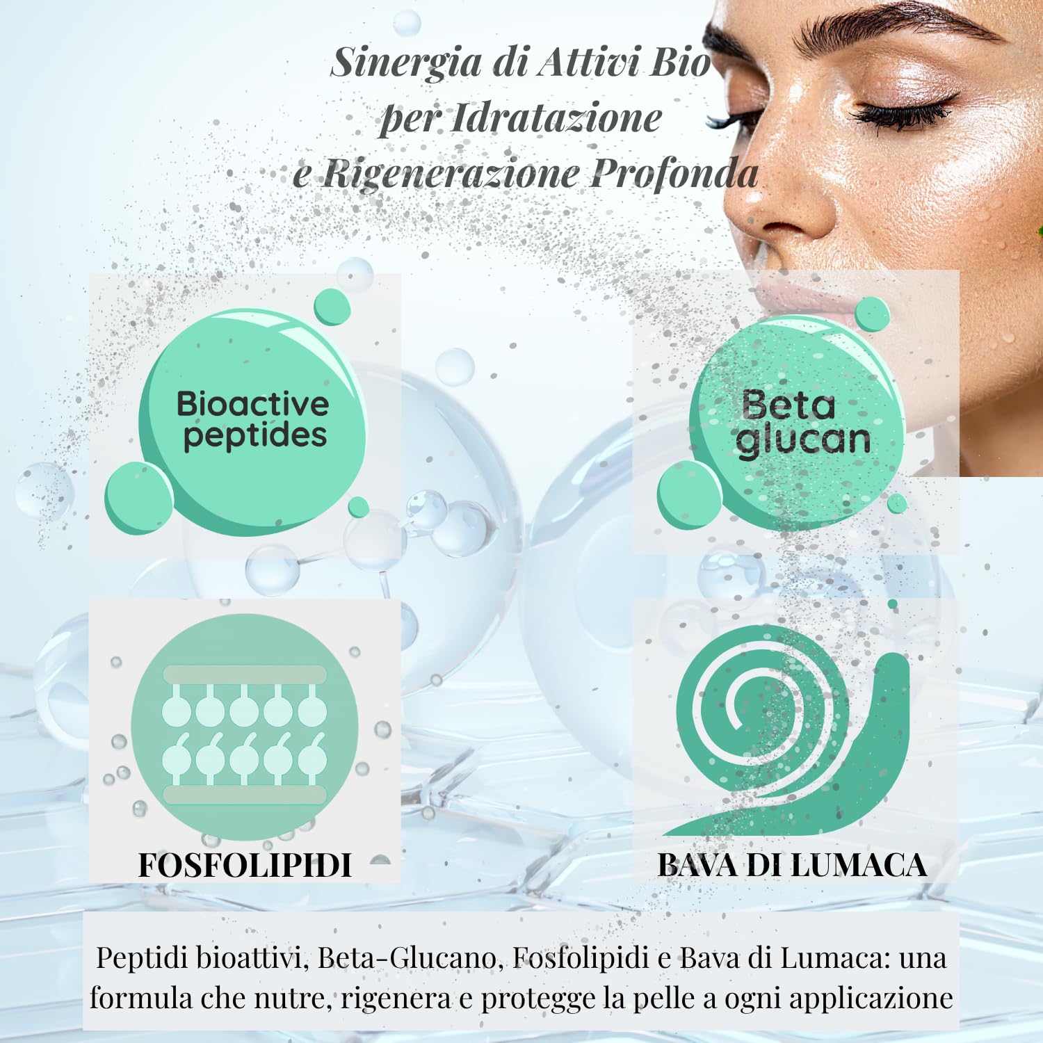 JANE•C Siero Viso Rigenerante lenitiva HydraRepair+ Con Centella Asiatica, Acido ialuronico,Peptidi e Fosfolipidi – Korean Beauty –Per pelle sensibile -Made in Italy – 30 ml