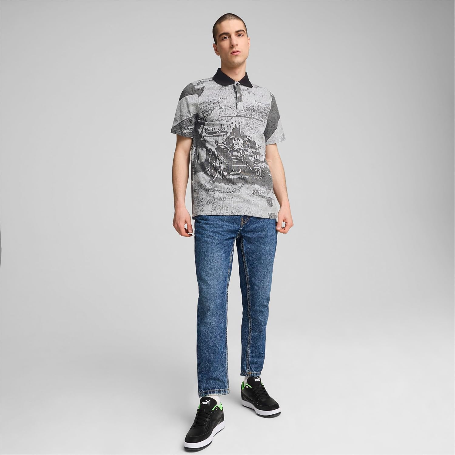 PUMA Men's Standard Mercedes AMG Pertronas Formula 1 Jacquard Polo, Black, XL