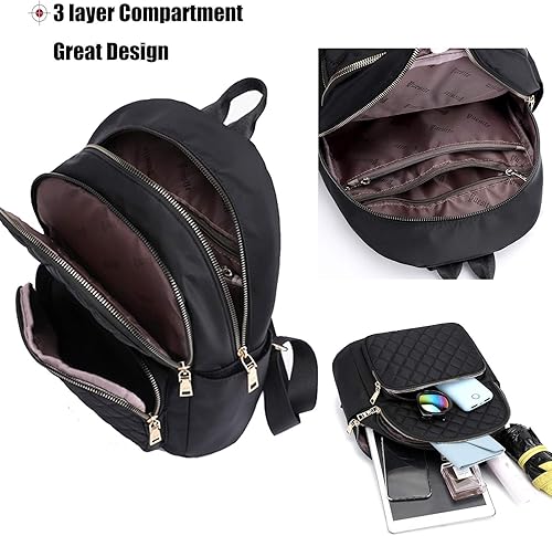 Miniatura 4 de Myhozee Mochilas para mujer impermeables de nailon antirrobo mochila Viajar Negro, Negro (black Heart), Negro clásico, negro 1, negro 2