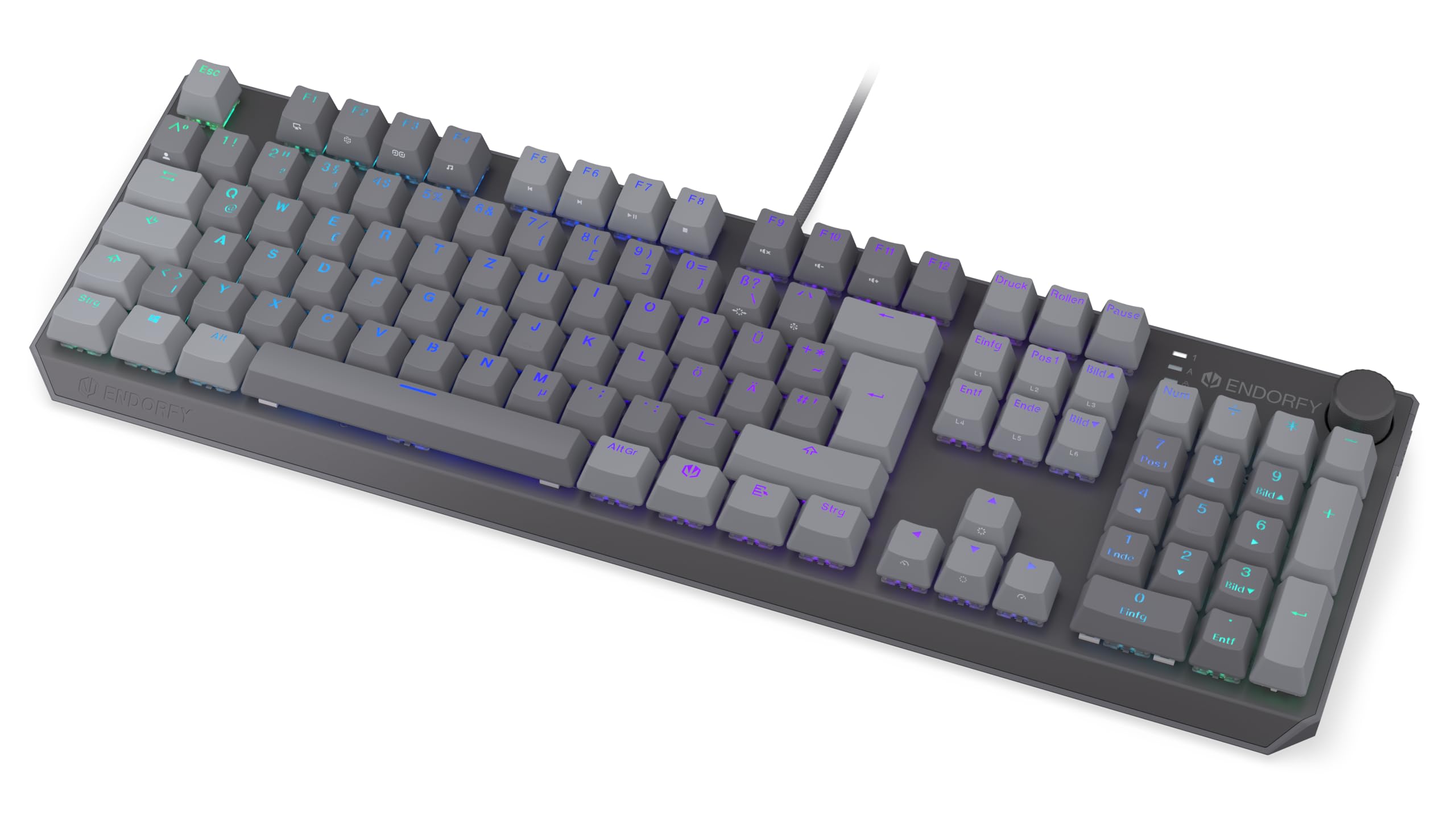 ENDORFY Thock V2 DE, QWERTZ, ENDORFY Red switches by Gateron, hot-swap, contrôle du volume, fonction mute, logiciel, partie supérieure en aluminium, macros programmables