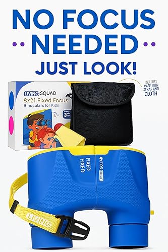 Miniatura 2 de Fixed Focus Living Squad - Binoculares azules para niños y niños de 8 x 21 pulgadas, óptica de alta resolución, a prueba de golpes, para