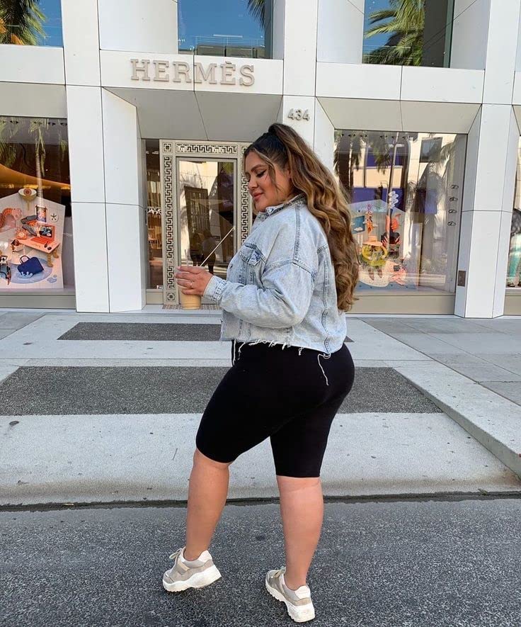 Hi Clasmix 3 Pack Plus Size Biker Shorts for Women(1X-4X)-High Waisted Non-See Through Workout Super Soft Black Yoga Shorts4