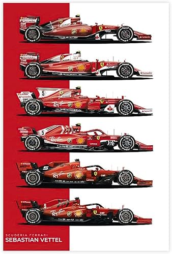 ERWYN Póster de Ferrar Formula 1 Racing Potser Vintage Posters 2023 Ferrri Car Impresiones en lienzo Pintura sin marco, 12 x 18 pulgadas (11.8 x