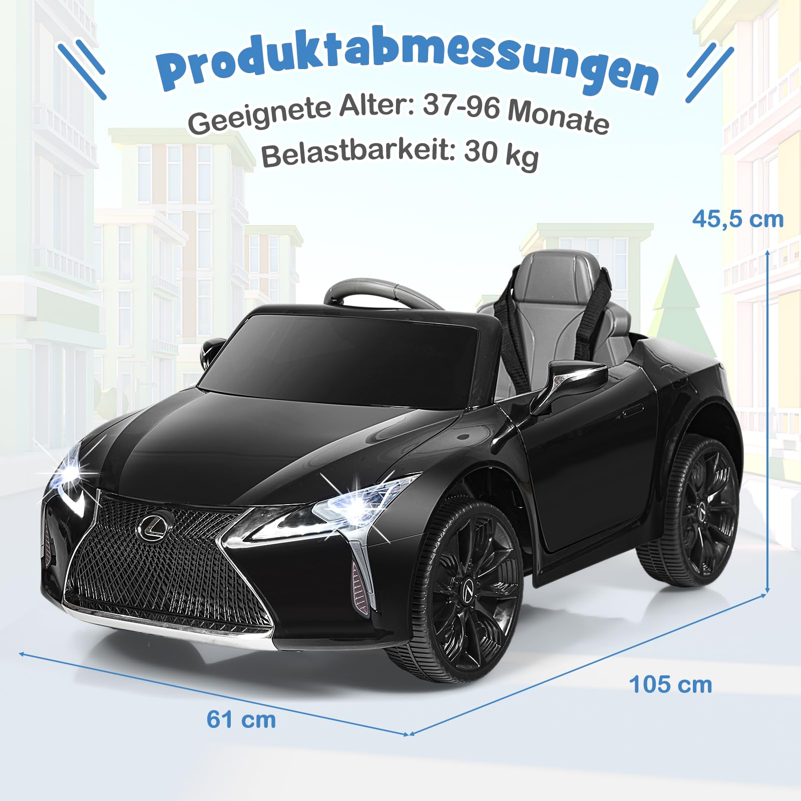 GOPLUS Samochód elektryczny dla dzieci 12 V Lexus LC500, pojazdy elektryczne z pilotem zdalnego sterowania 2,4 G, elektryczny samochód dziecięcy z 2 drzwiami i 2 prędkościami, USB, klakson i muzyka,