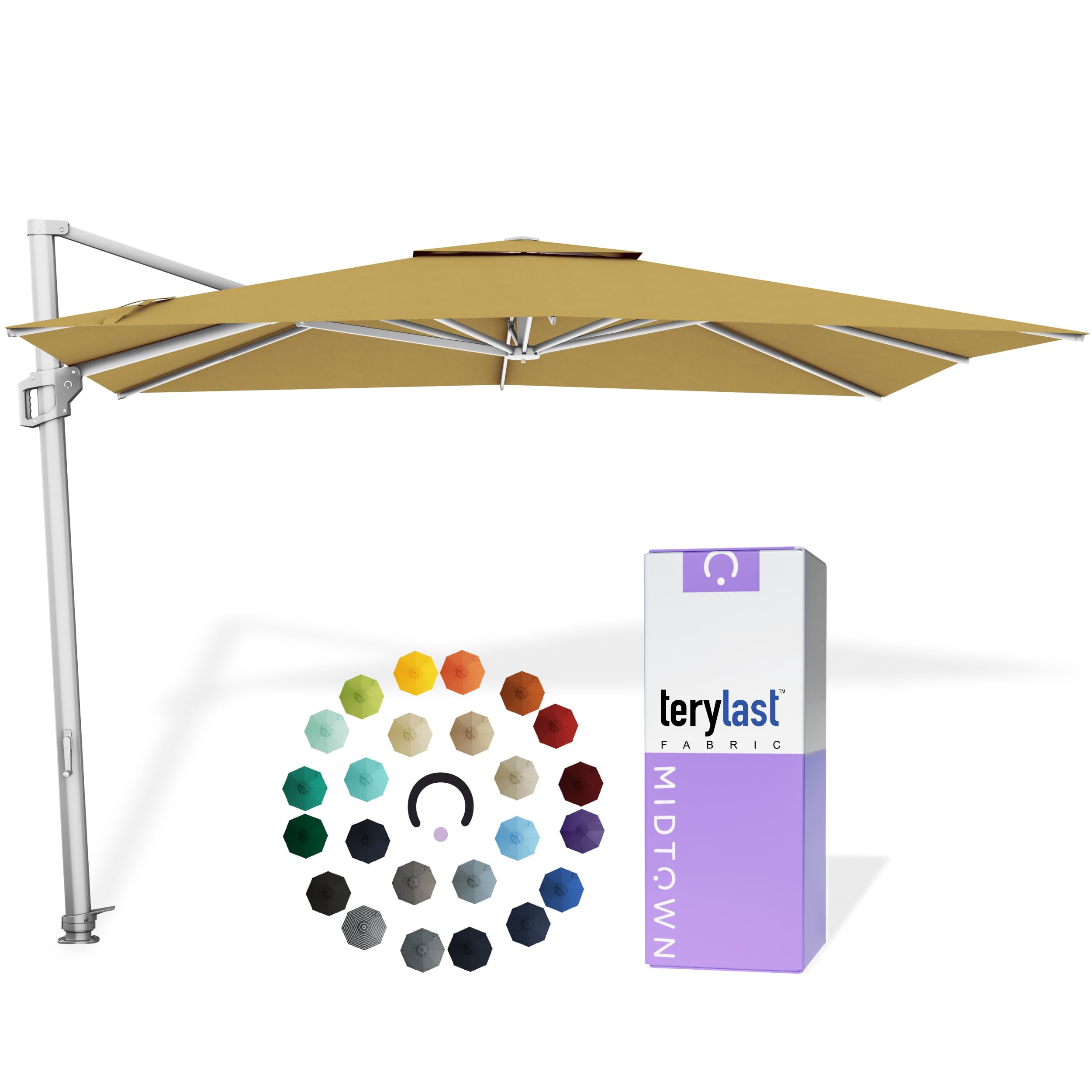 Midtown Umbrellas Grande Square - 9 x 9 Ft Cantilever Umbrella