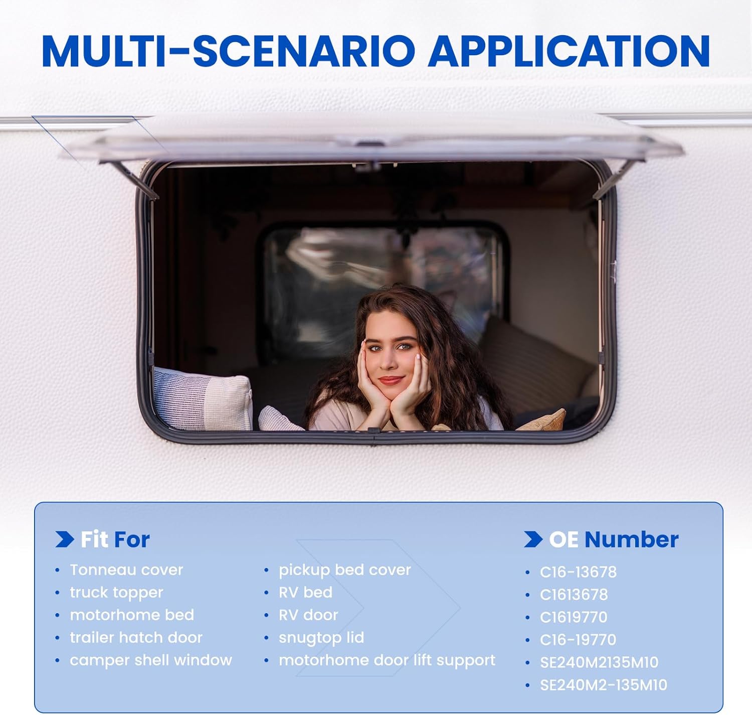 C1613678 24 Gas Strut Shock,135Lbs/601N Lift Support,24 inch Gas Spring Shocks Prop Lift for Tonneau Cover Truck Pickup Bed RV Door Replacement Sturt C1619770, 2-Piece Set