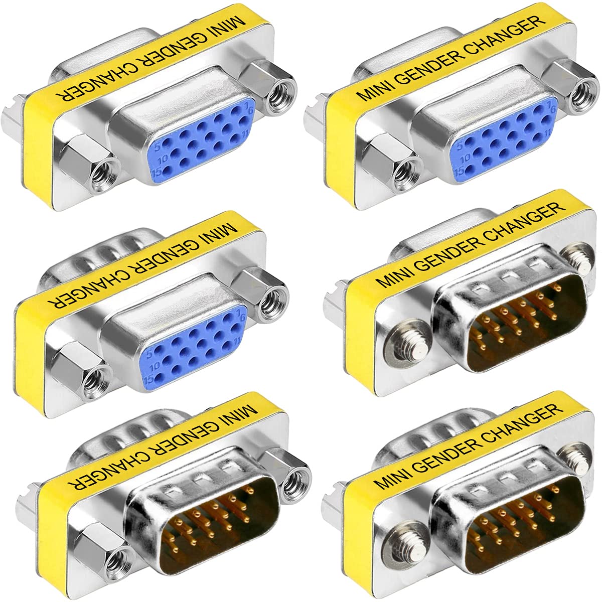 Xiatiaosann 6 PCS VGA SVGA Coupler Connector, H15 Female to Female Male
