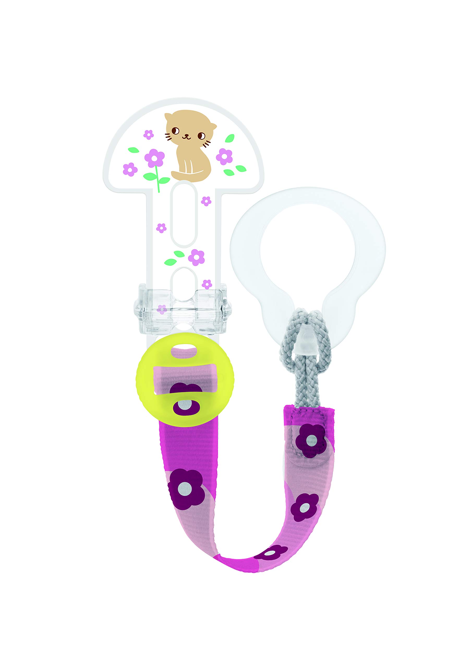Mam Clip It! & Cover, Pacifier Chain with Pacifier Saver, Pink