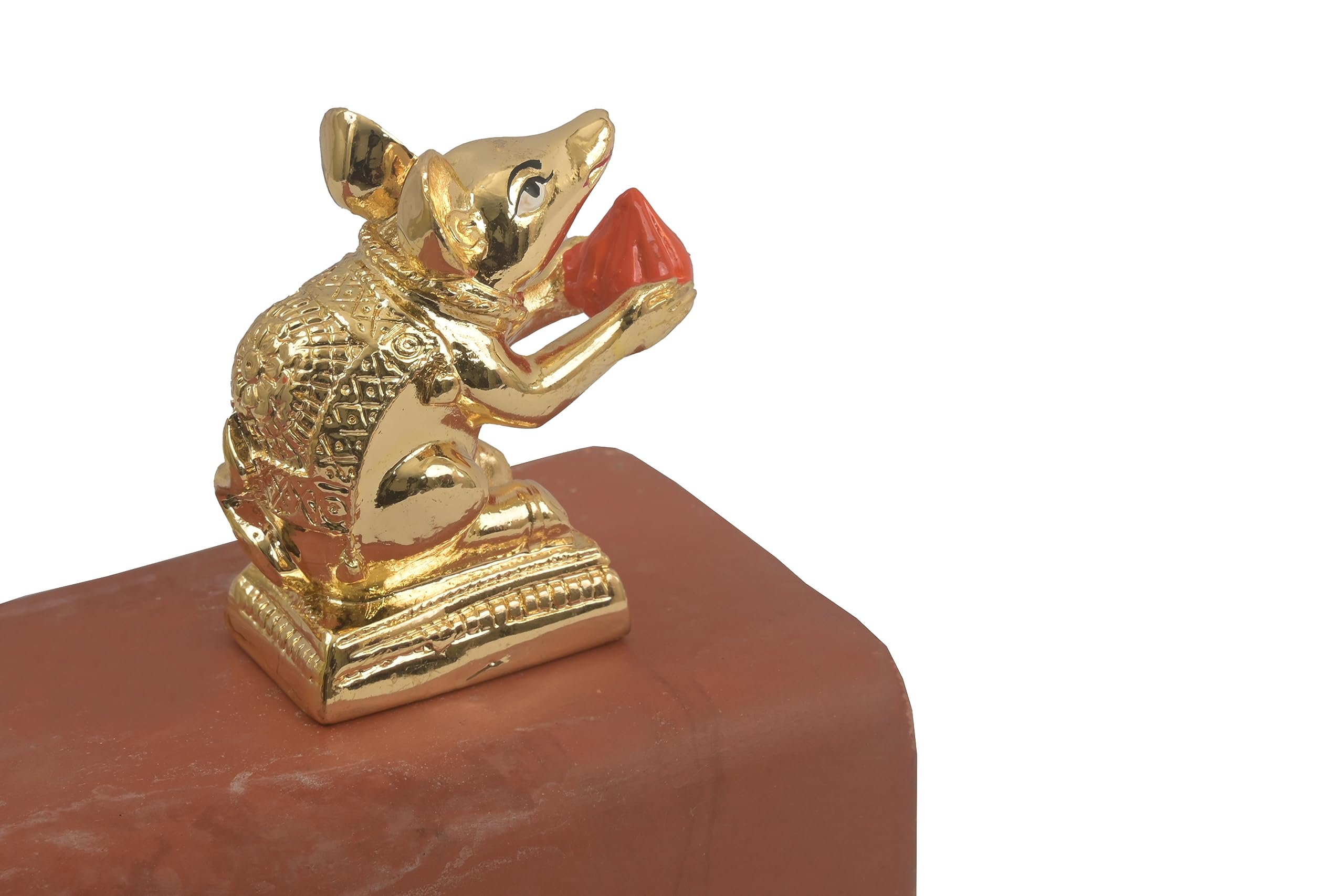 PUNYATVA Mushak Idol (Gold Metal) – Mooshak Vahan for Ganpati Bappa, Gauri Pujan, Mushakraj Mouse Figurine, Ganesh Chaturthi Jewellery, Ganesh Ji Ornament, Festival Decoration Accessory