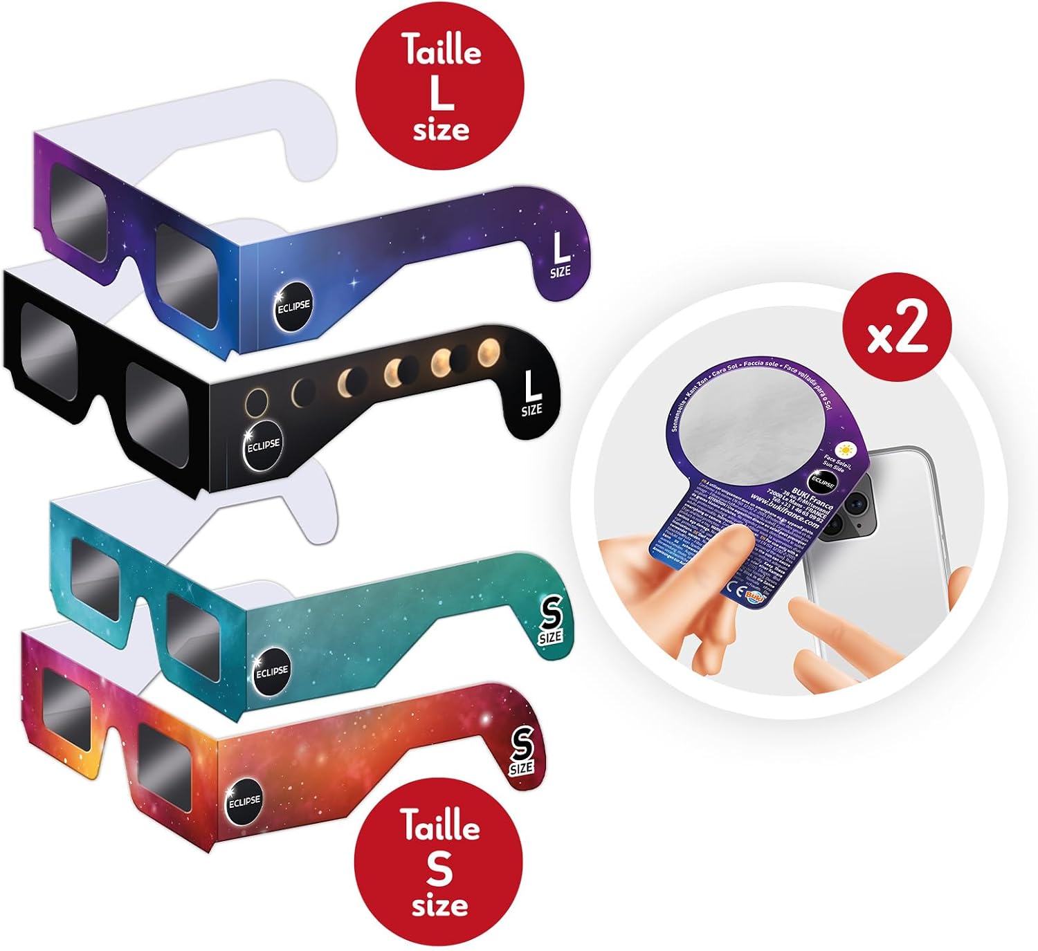 Buki Okulary do obserwacji zaćmienia Słońca Family Pack