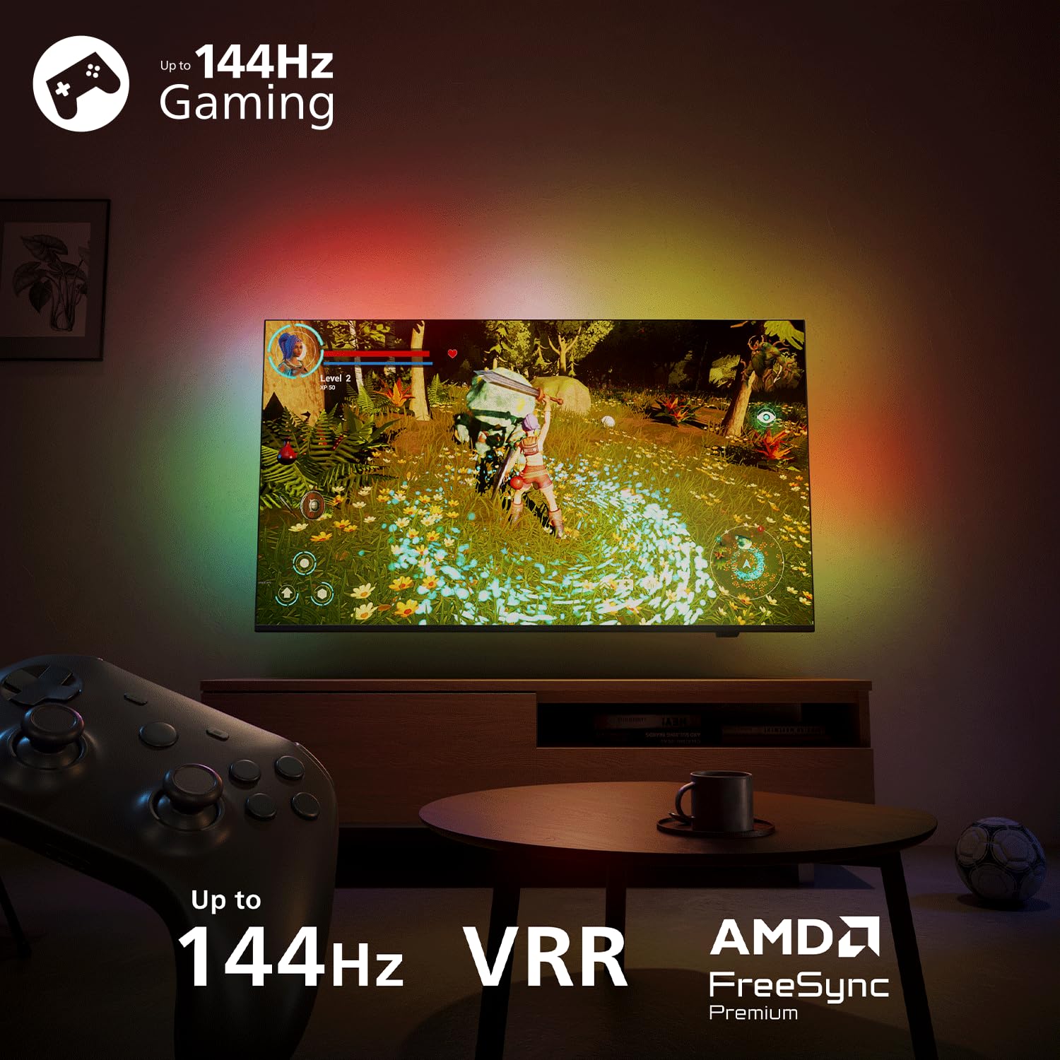 PHILIPS 50PQS9001/12 50 Inch Ambilight 4K QLED Smart TV, Pixel Precise Ultra HD, Titan OS, Dolby Atmos Sound