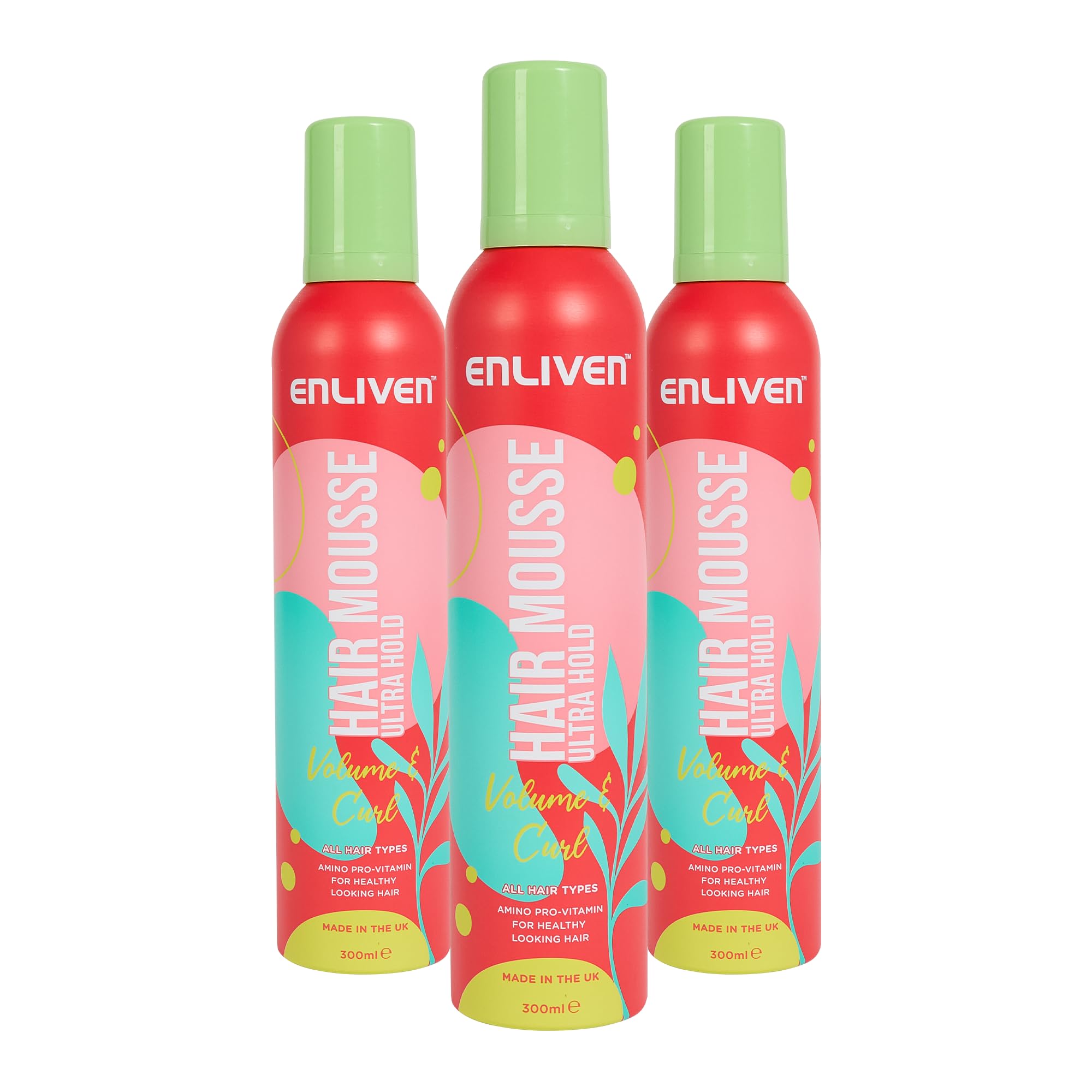 Enliven Hair Mousse Ultra Hold, 300mlx3 Pack, Hair Mousse For Curly Hair