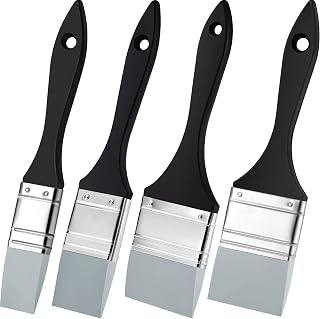 Epakh 4pc Silicone Paint Brush Set for Resin Acrylic - Flat Color Shapers 1/1.5/2/2.5 Inch Wide, Flexible Painting Tools