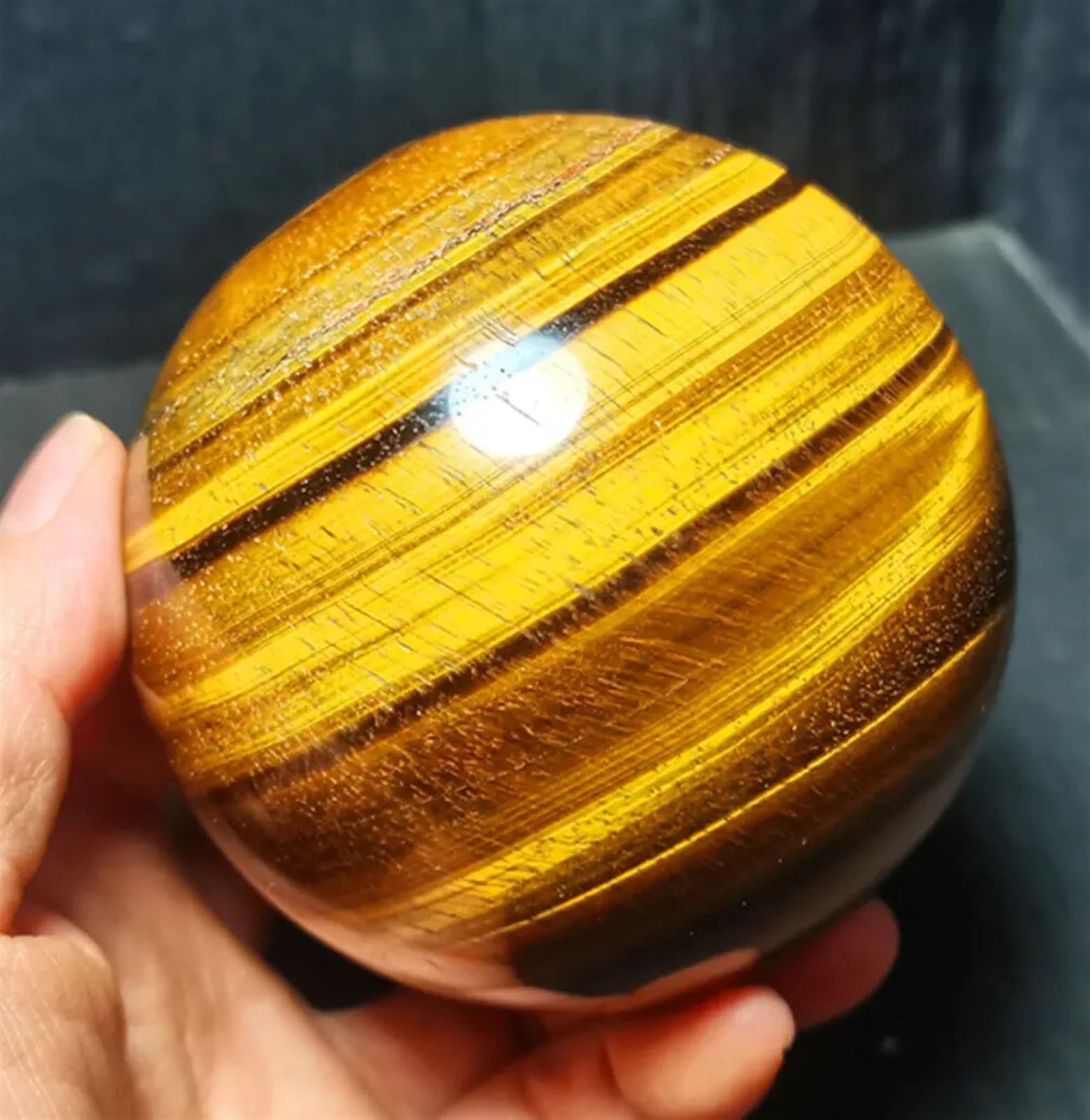 SHFTQXSLAT Beautiful Tiger Eye Stone Ball Crystal Quartz Gem Home Degaussing Decoration Ornaments (Size : 1-1.3kg)
